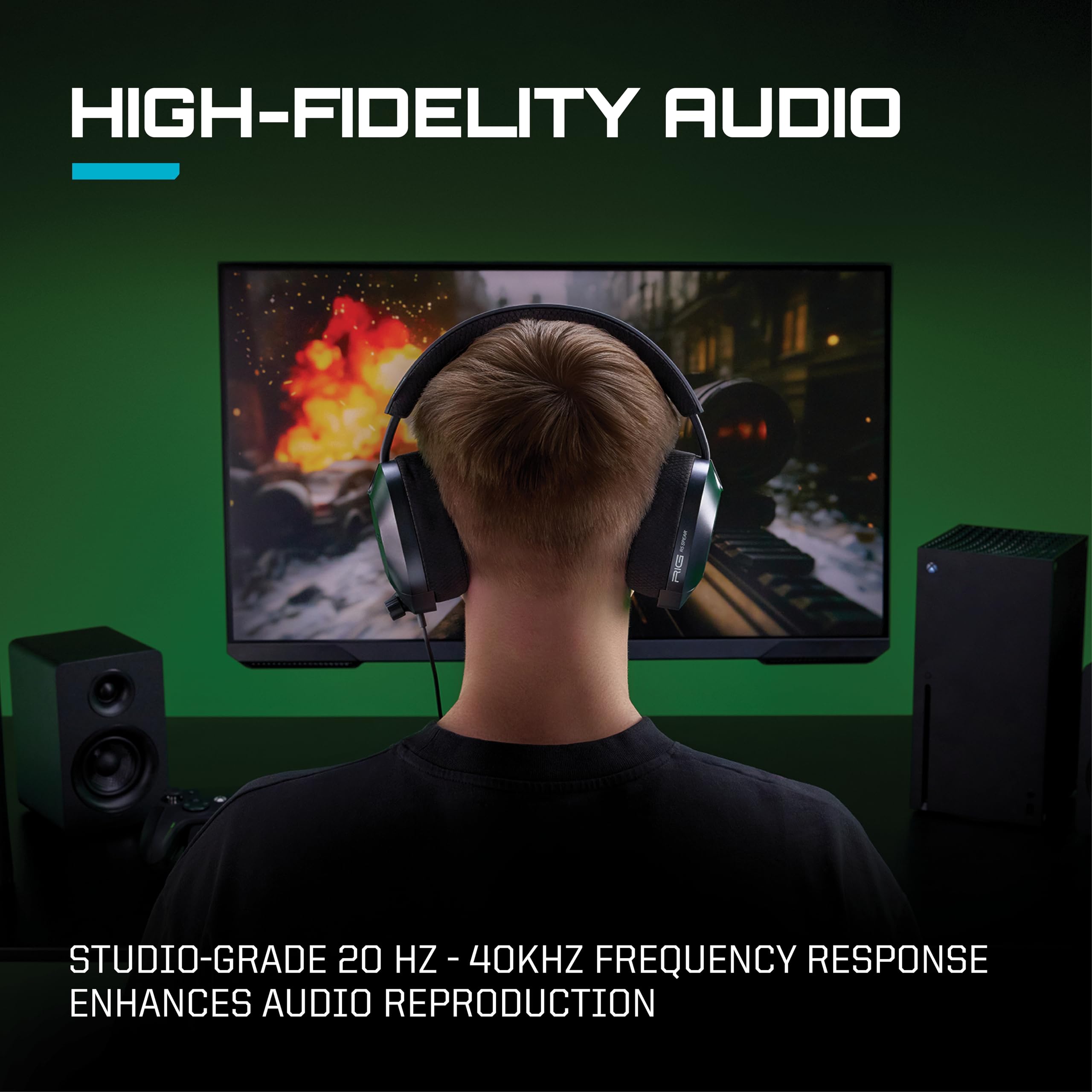 RIG R5 Spear PRO HS Wired Gaming Headset Officially Licensed for PlayStation, PS5, PS4, PC - 40mm Graphene Drivers, Tempest 3D Audio, Flip-to-Mute Mic, Memory Foam Cushions, 3.5mm -Black - Flex Gamingproduct_type