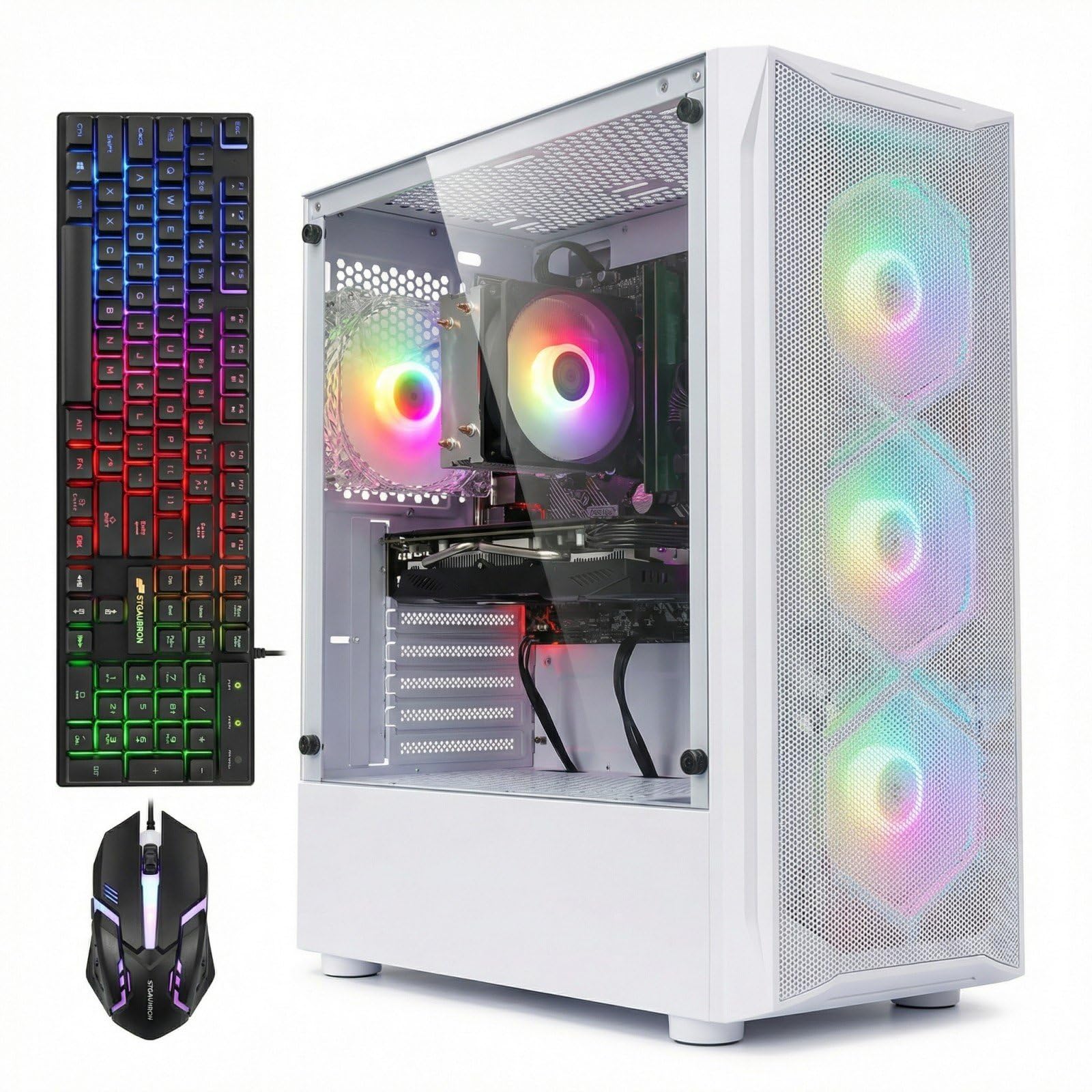 STGAubron Gaming PC Computer Desktop, GeForce GTX 1660 Ti 6G, Intel Core I7 up to 3.9GHz, 16G RAM, 512G SSD, WiFi 6, BT 5.0, RGB Fan x 4, Windows 11 Home,White - Flex Gamingproduct_type