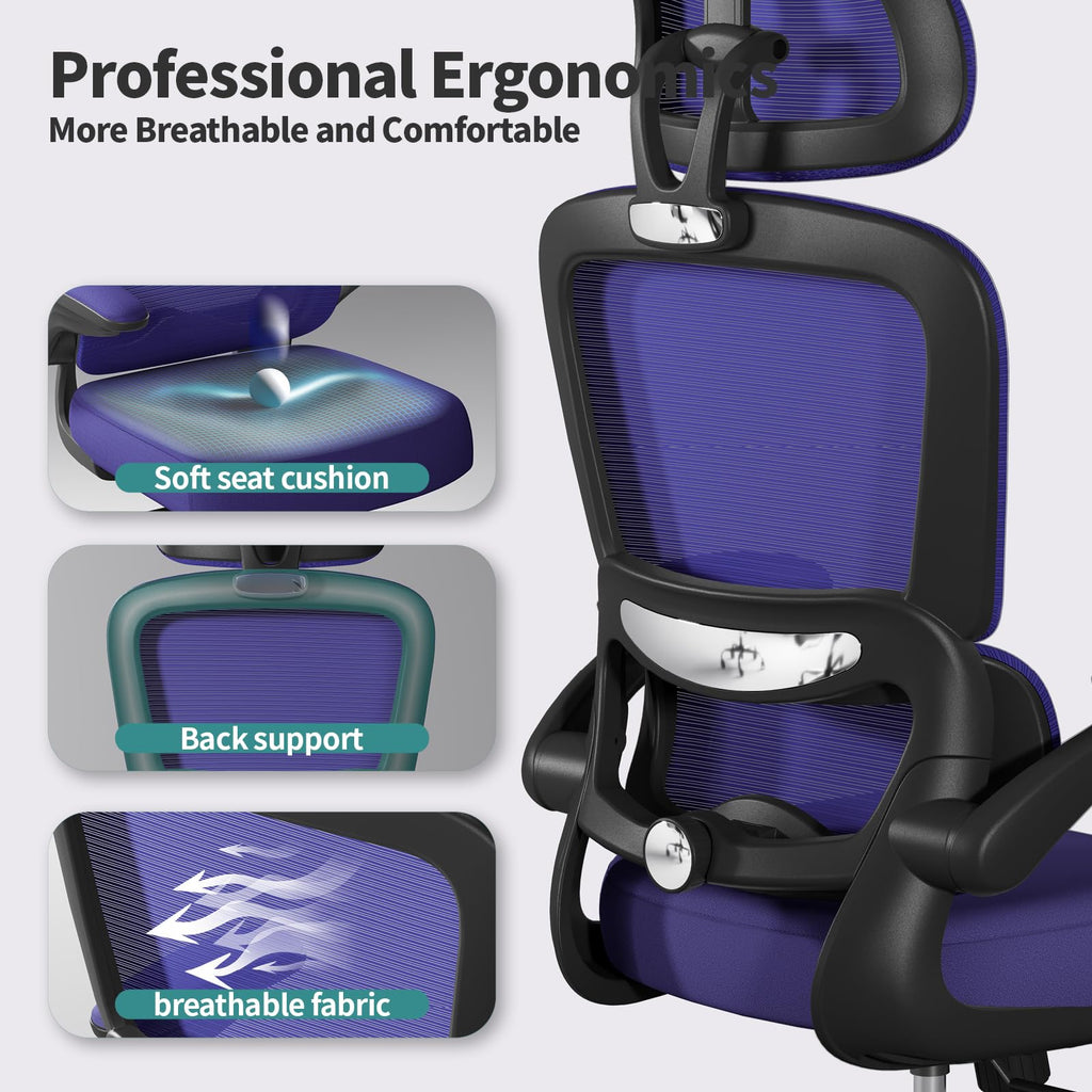 TRALT Office Chair Ergonomic Desk Chair, 330 LBS Home Mesh Office Desk Chairs with Wheels, Comfortable Gaming Chairs (1, Black) - Flex Gamingproduct_type