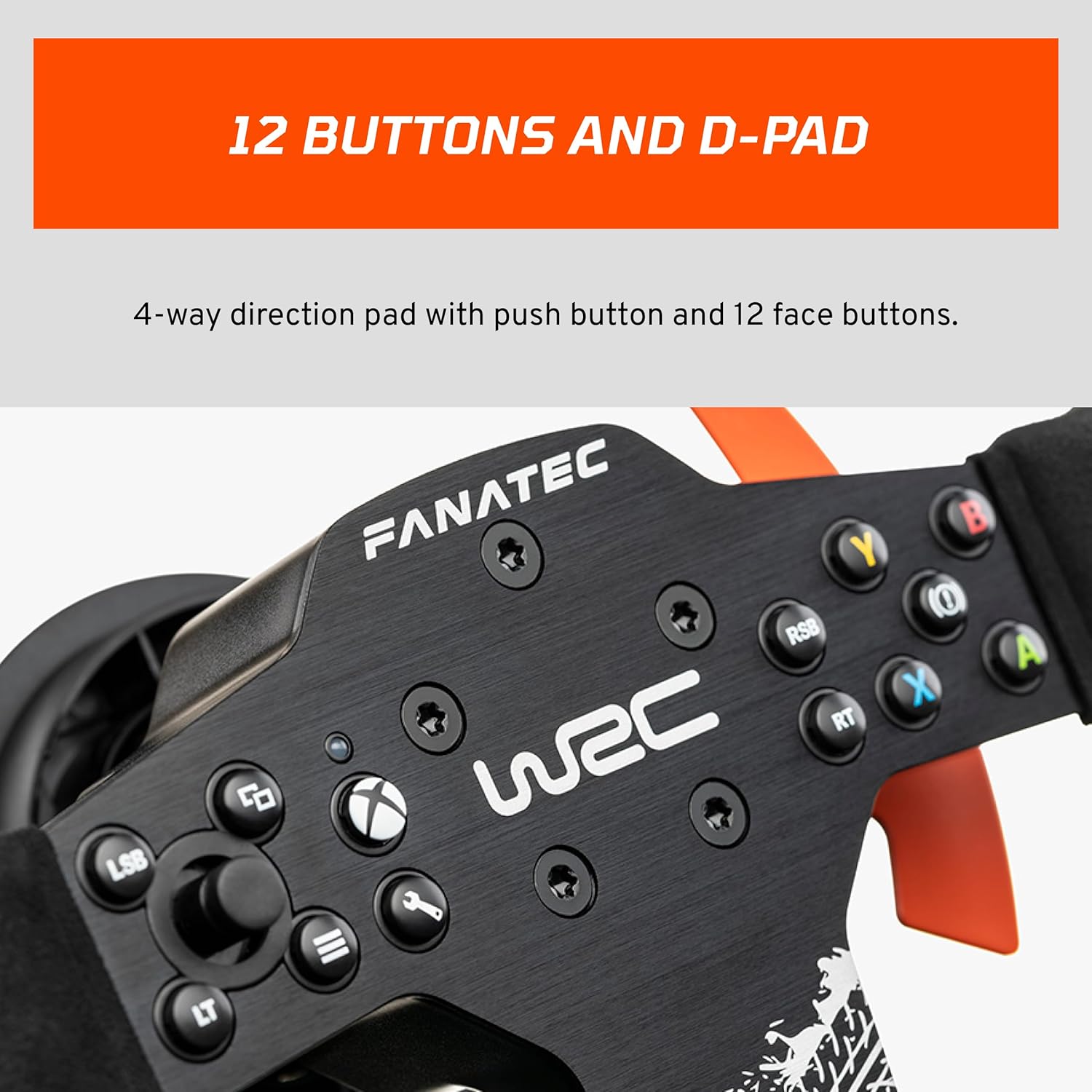 FANATEC CSL Elite Officially Licensed WRC Xbox Rally Sim Racing Steering Wheel – Alcantara Grip, RevStripe LED Display, Removable Paddles, Plug-and-Play for PC, Xbox Series X|S, Xbox One | Alcantara coating, LED RevStripe, Removable Paddle, Plug-e-Play fo - Flex Gamingproduct_type