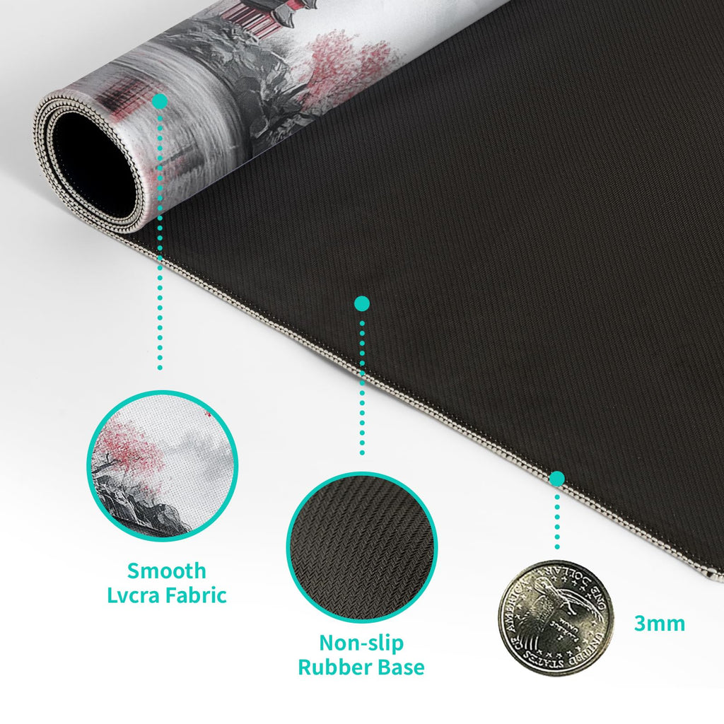 White Ukiyo-e Style Sports Car Large Gaming Mouse Pad Desktop Mat 31.5x11.8 Inch - Non-Slip Rubber Base - for Gamers - Perfect for Gamers & PC Enthusiasts - Flex Gamingproduct_type