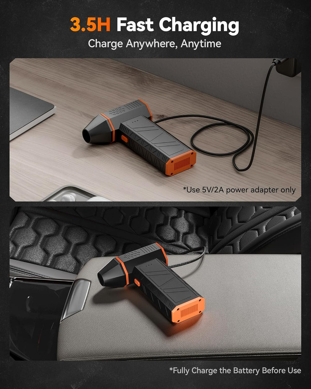 WOLFBOX MegaFlow 50 Compressed Air Duster-110000RPM Super Power Electric Air Duster, 3-Gear Adjustable Mini Blower with Fast Charging, Dust Blower for Computer, Keyboard, House, Outdoor and Car - Flex Gamingproduct_type