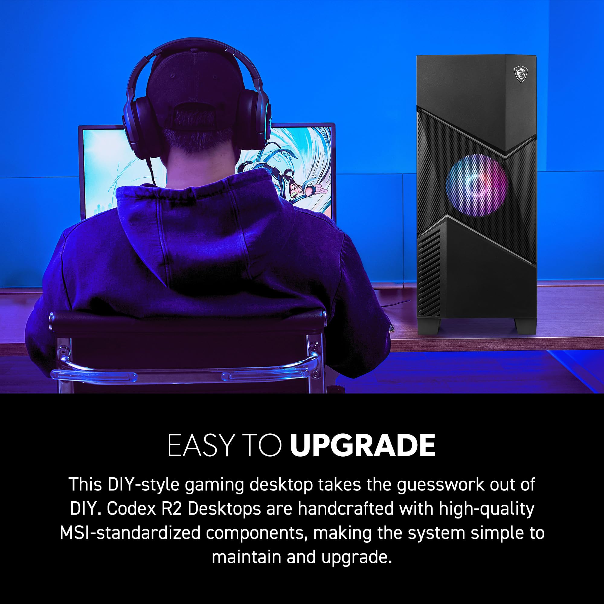 msi Codex R2 Gaming Desktop PC | NVIDIA GeForce RTX 5070 12GB | Intel Core i5-14400F | 32GB DDR5 RAM | 1TB NVMe SSD | Air Cooling | Wi-Fi 6E | Windows 11 Home | VR Ready | D14NVP5-613US - Flex Gamingproduct_type