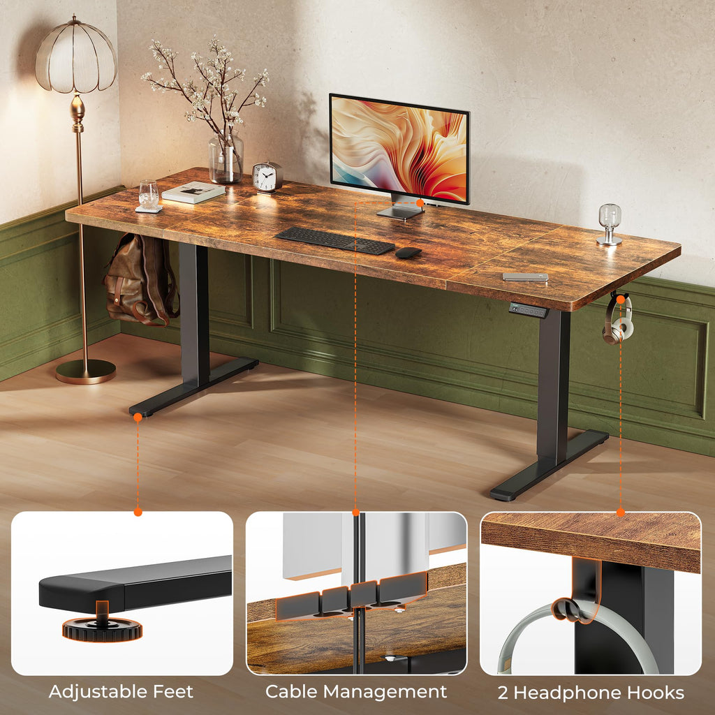 Huuger 55 x 28 Large Electric Standing Desk, Height Adjustable Computer Desk, 27.6" Deep Desktop, Stand up Gaming Office Table with 2 Hooks, 3 Preset Heights, for Home Office, Black - Flex Gamingproduct_type