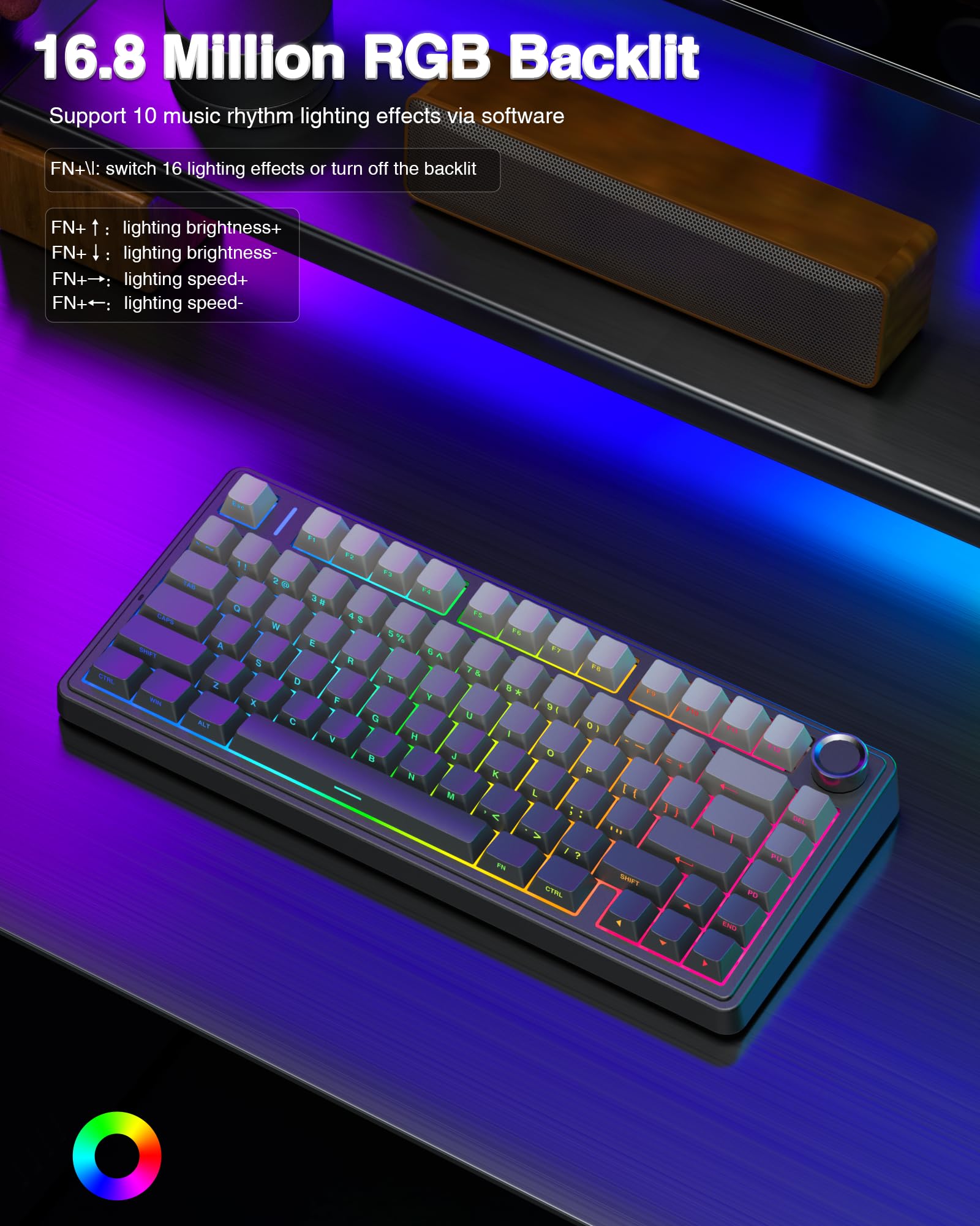 AULA F75 Pro Wireless Mechanical Keyboard,75% Hot Swappable Custom Keyboard with Knob,RGB Backlit,Pre-lubed Reaper Switches,Side Printed PBT Keycaps,2.4GHz/USB-C/BT5.0 Mechanical Gaming Keyboards - Flex Gamingproduct_type