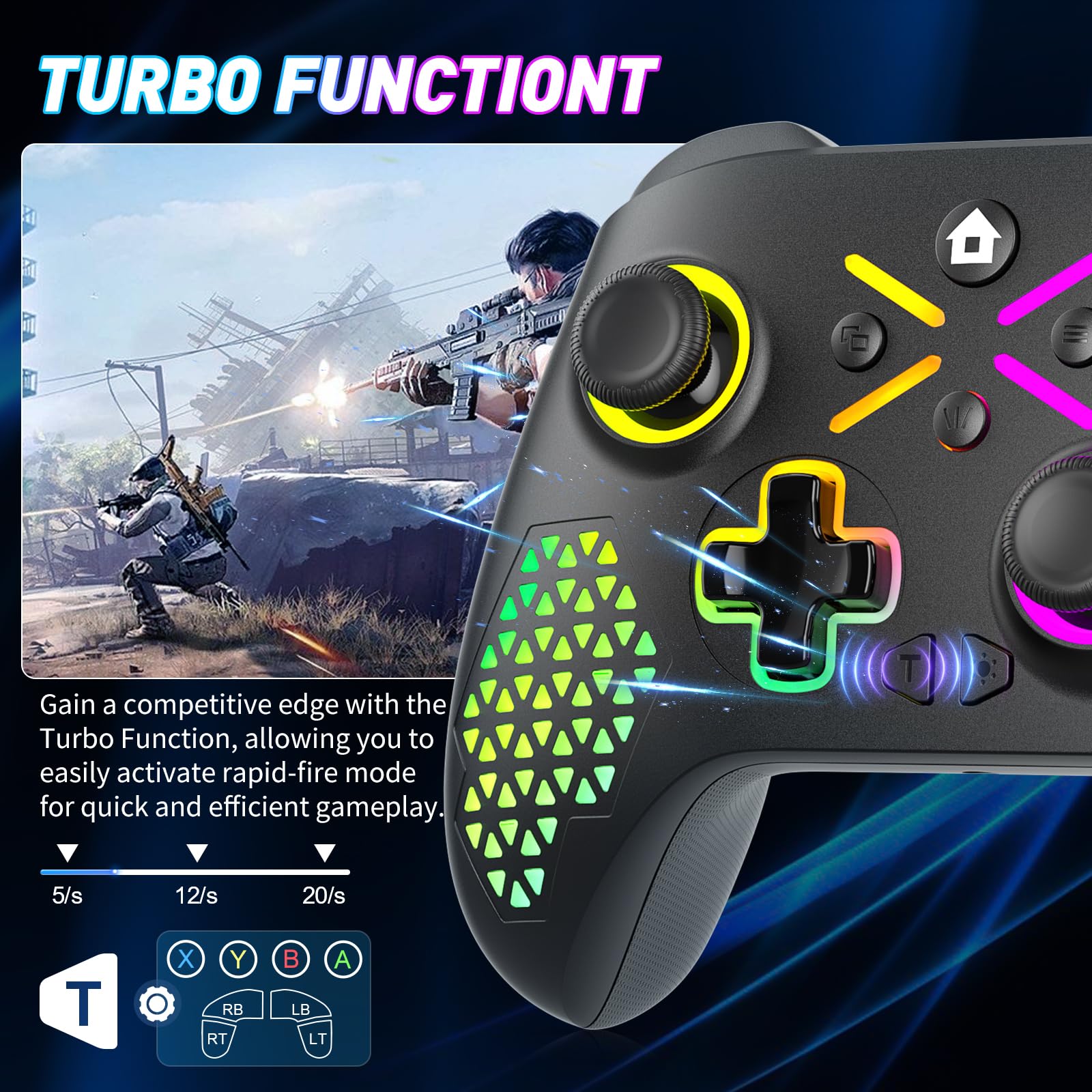 Gamrombo Wireless Gaming Controller Replacement for Xbox One, Xbox Series X|S, Xbox One S|X Controller with Hall Triggers, Hall Joysticks, Adjust RGB Light, Marco, Turbo, Audio Jack - Flex Gamingproduct_type