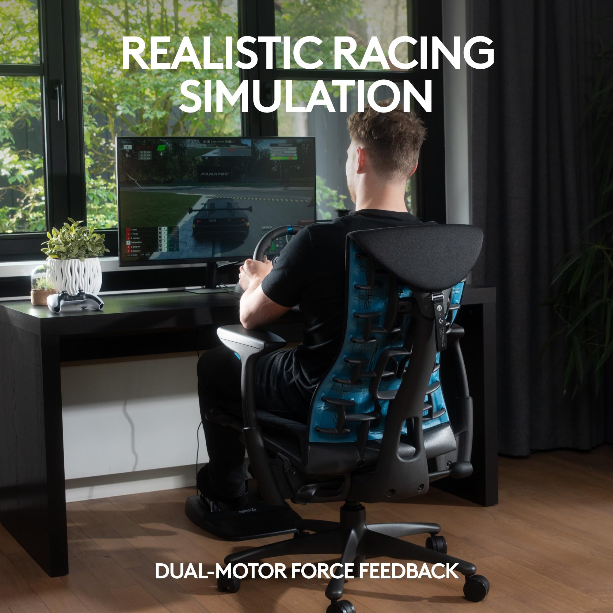 Logitech G920 Driving Force Racing Wheel and Floor Pedals, Real Force Feedback, Stainless Steel Paddle Shifters, Leather Steering Wheel Cover for Xbox Series X|S, Xbox One, PC, Mac - Black - Flex Gamingproduct_type