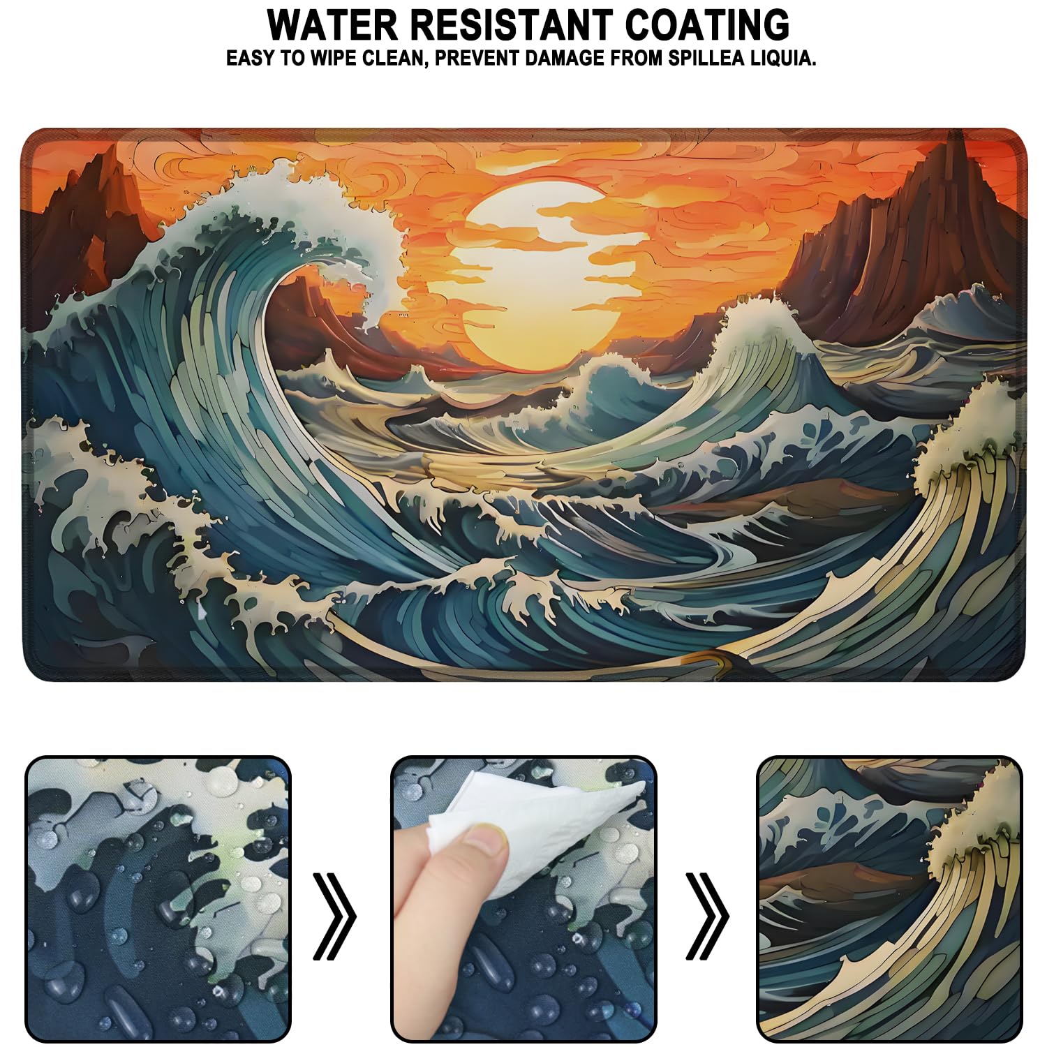 Large Gaming Mouse Pad, Waterproof Extra Large Mousepad with Stitched Edges, 31.5" x 15.7" Non-Slip Rubber Base Office Big Long Keyboard Pad for Office Gamer Home XXL, Black - Flex Gamingproduct_type