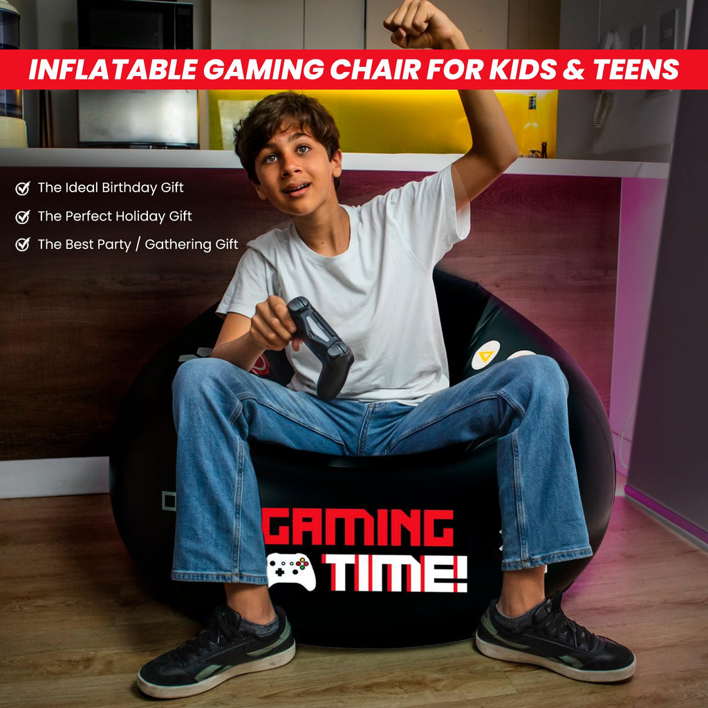 Inflatable Gaming Chair for Kids & Teens with Cup Holders and Side Pocket - This Air Gaming Bean Bag Chairs for kids is The Perfect Furniture for Gamer Room Decor - Perfect Gaming Stuff for boys 4-12 - Flex Gamingproduct_type