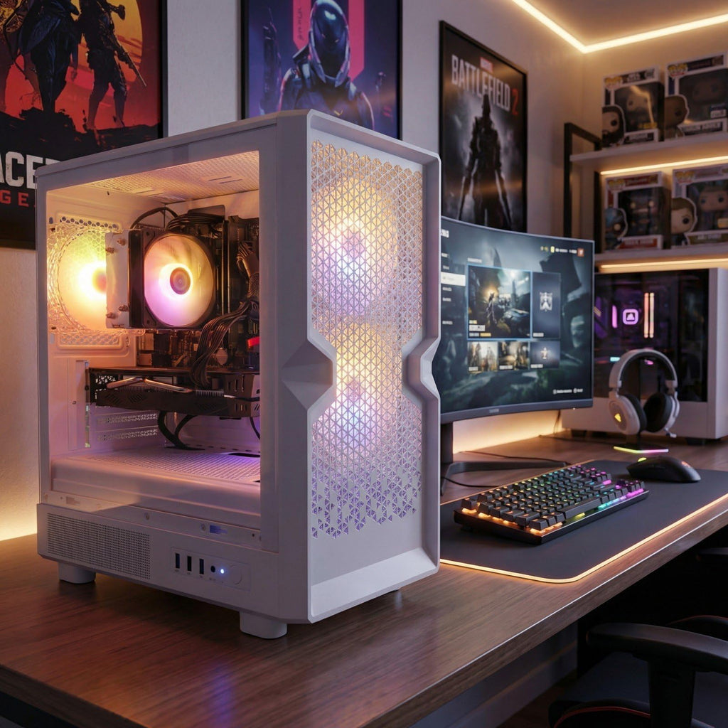 STGAubron Gaming PC Desktop Computer, Intel Core i7 up to 3.9GHz, Radeon RX 580 8G, 16G RAM, 512G SSD, WiFi 6, BT 5.0, RGB Fan x4, Windows 11 Home - Flex Gamingproduct_type