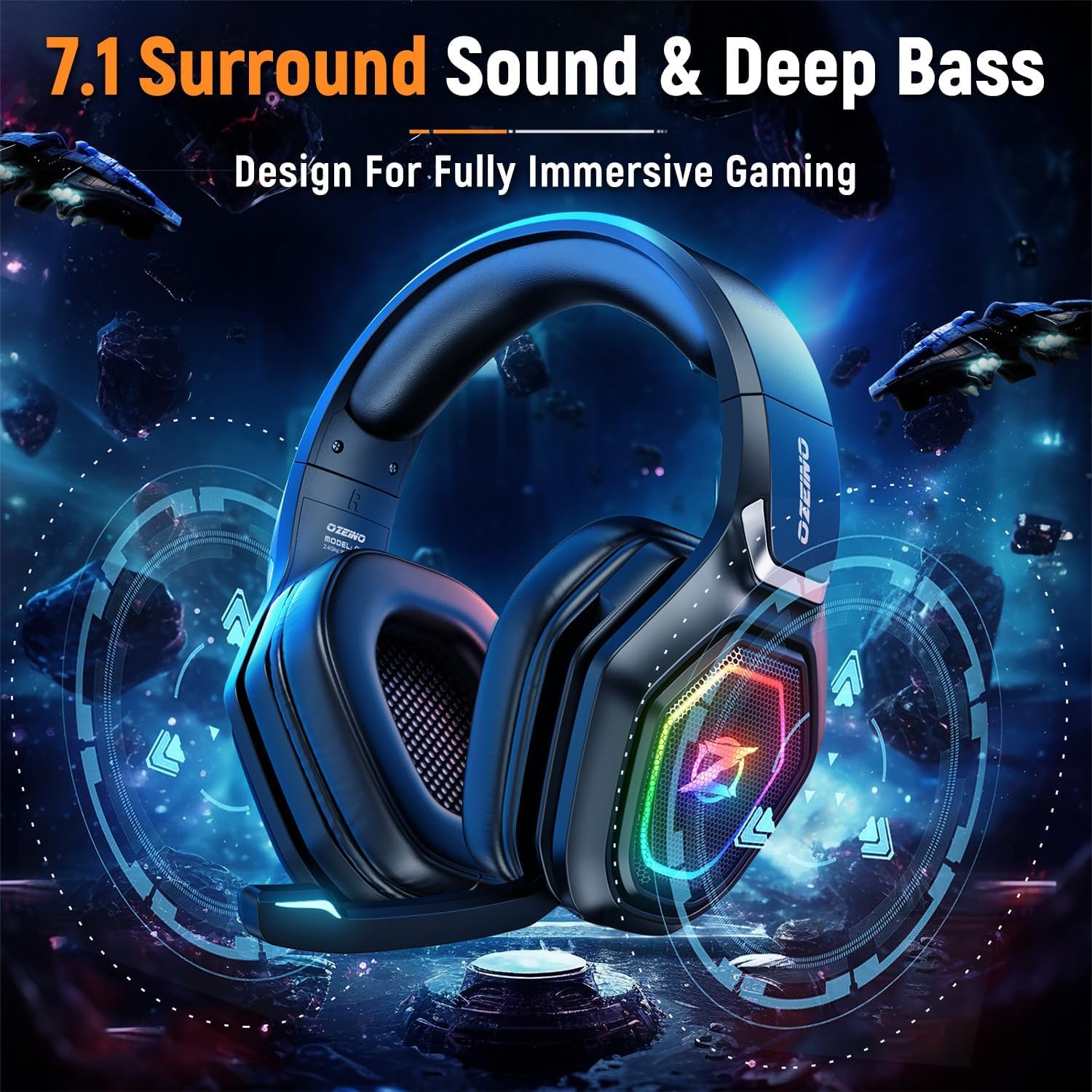Ozeino 2.4GHz Wireless Gaming Headset for PC, Ps5, Ps4 - Lossless Audio USB & Type-C Ultra Stable Gaming Headphones with Flip Microphone, 40-Hr Battery Gamer Headset for Switch, Laptop, Mobile, Mac - Flex Gamingproduct_type