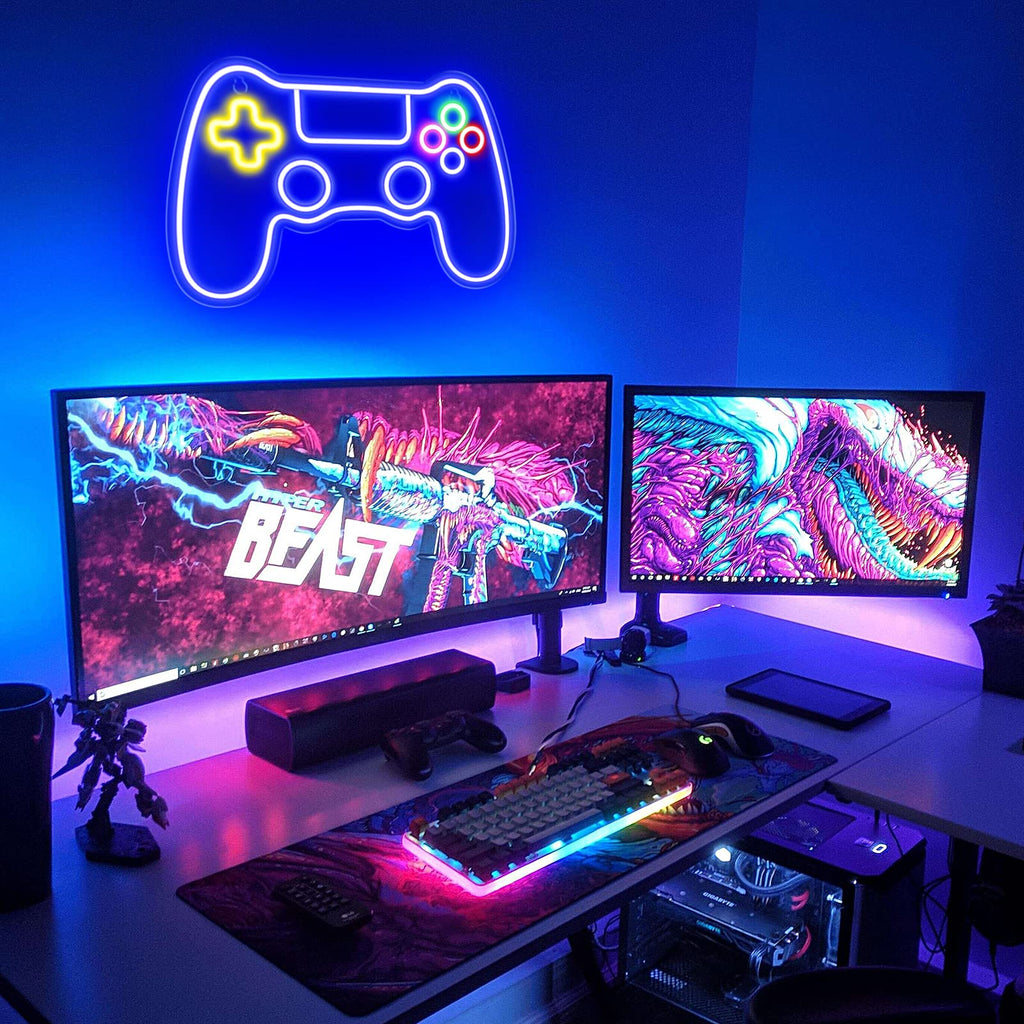 Kavaas Gamer Neon Sign, UV Printed Gaming Neon Sign for Gamer Room Decor - LED Video Game Neon Lights for Bedroom Boys, Gaming Wall decor - Best Gamer Gifts for Teenage Boys, Christmas - Flex Gamingproduct_type