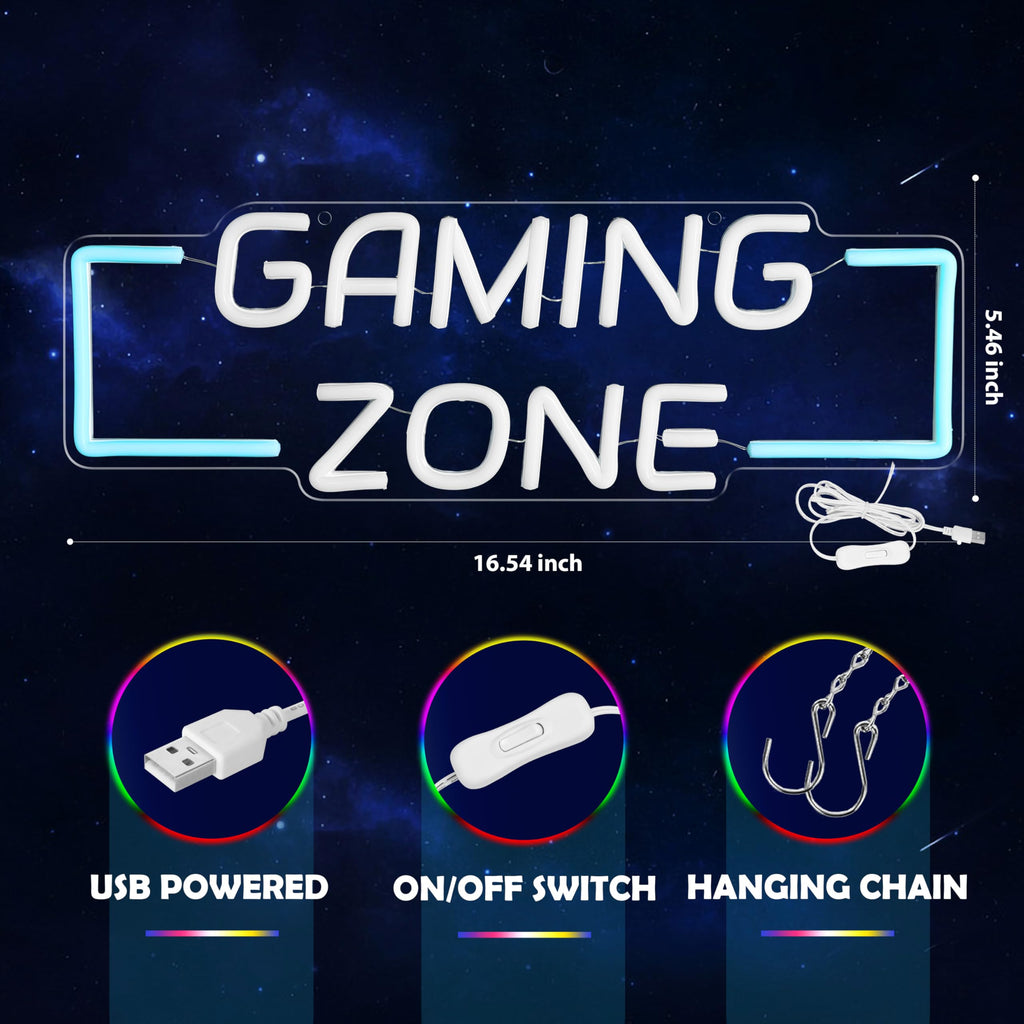 Kavaas Gamer Neon Sign, UV Printed Gaming Neon Sign for Gamer Room Decor - LED Video Game Neon Lights for Bedroom Boys, Gaming Wall decor - Best Gamer Gifts for Teenage Boys, Christmas - Flex Gamingproduct_type