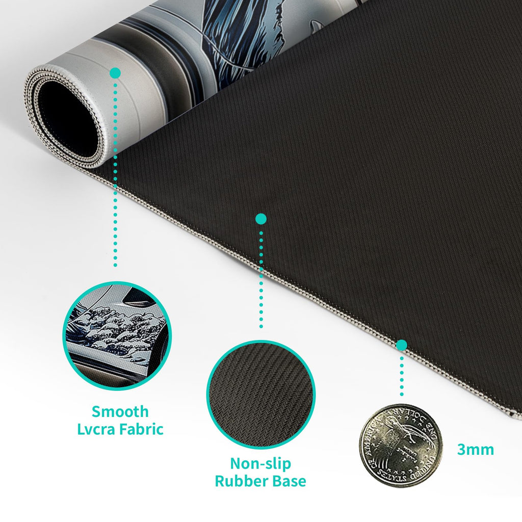White Ukiyo-e Style Sports Car Large Gaming Mouse Pad Desktop Mat 31.5x11.8 Inch - Non-Slip Rubber Base - for Gamers - Perfect for Gamers & PC Enthusiasts - Flex Gamingproduct_type
