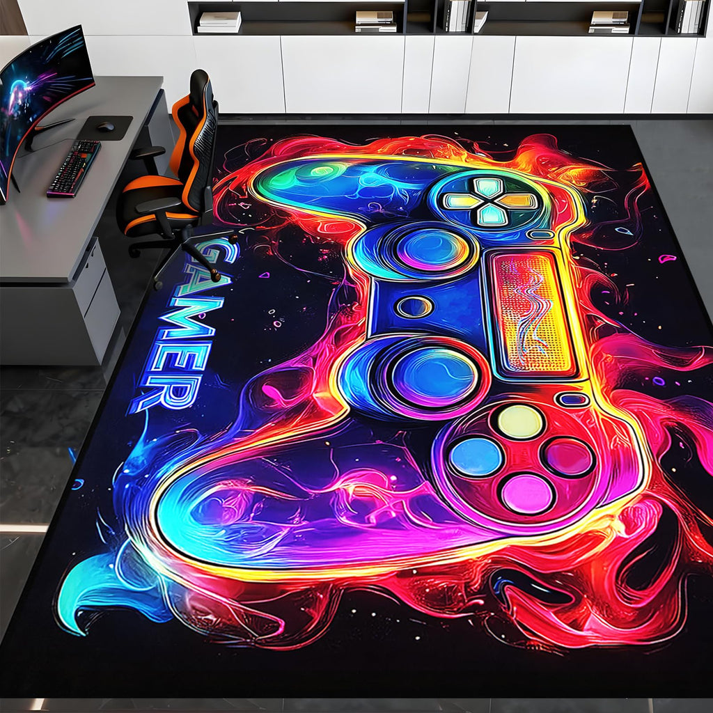 Video Game Shaped Carpet Rug - Gamepad Shaped Area Rug for Boys Bedroom Gaming Themed Area Rugs Kids Boys Gaming Room Decor, 4.5x6 Feet - Flex Gamingproduct_type
