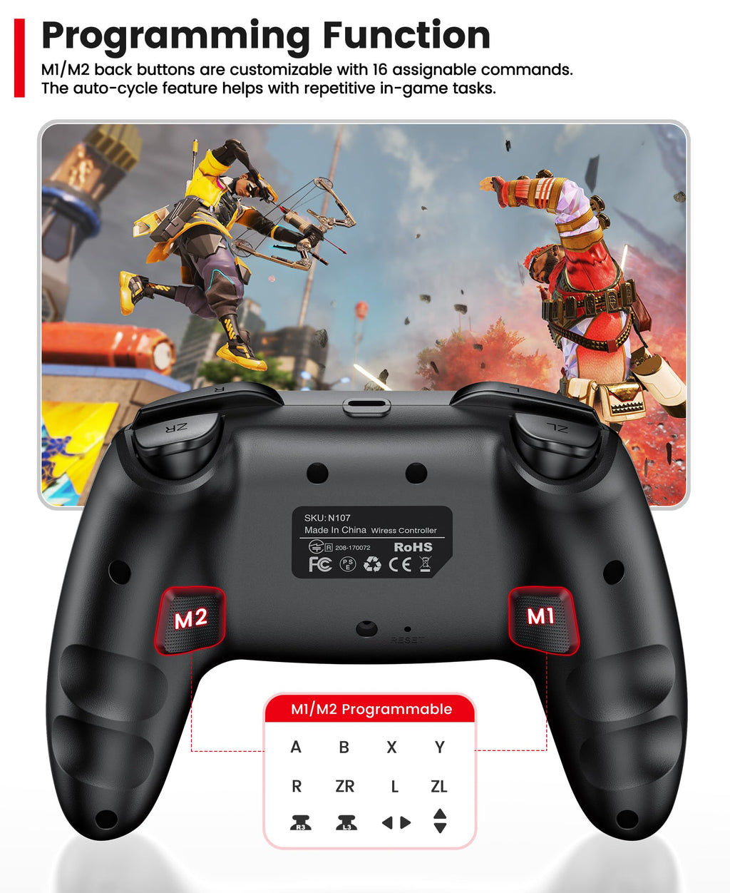 Switch Controller 2-Pack, Wireless Pro Controller for Switch2/Switch/Lite/OLED, Bluetooth Gamepad with Programmable Back Buttons, Turbo, Vibration, Gyro, Compatible with iOS/Android/PC, Includes 2 Stands - Flex Gamingproduct_type