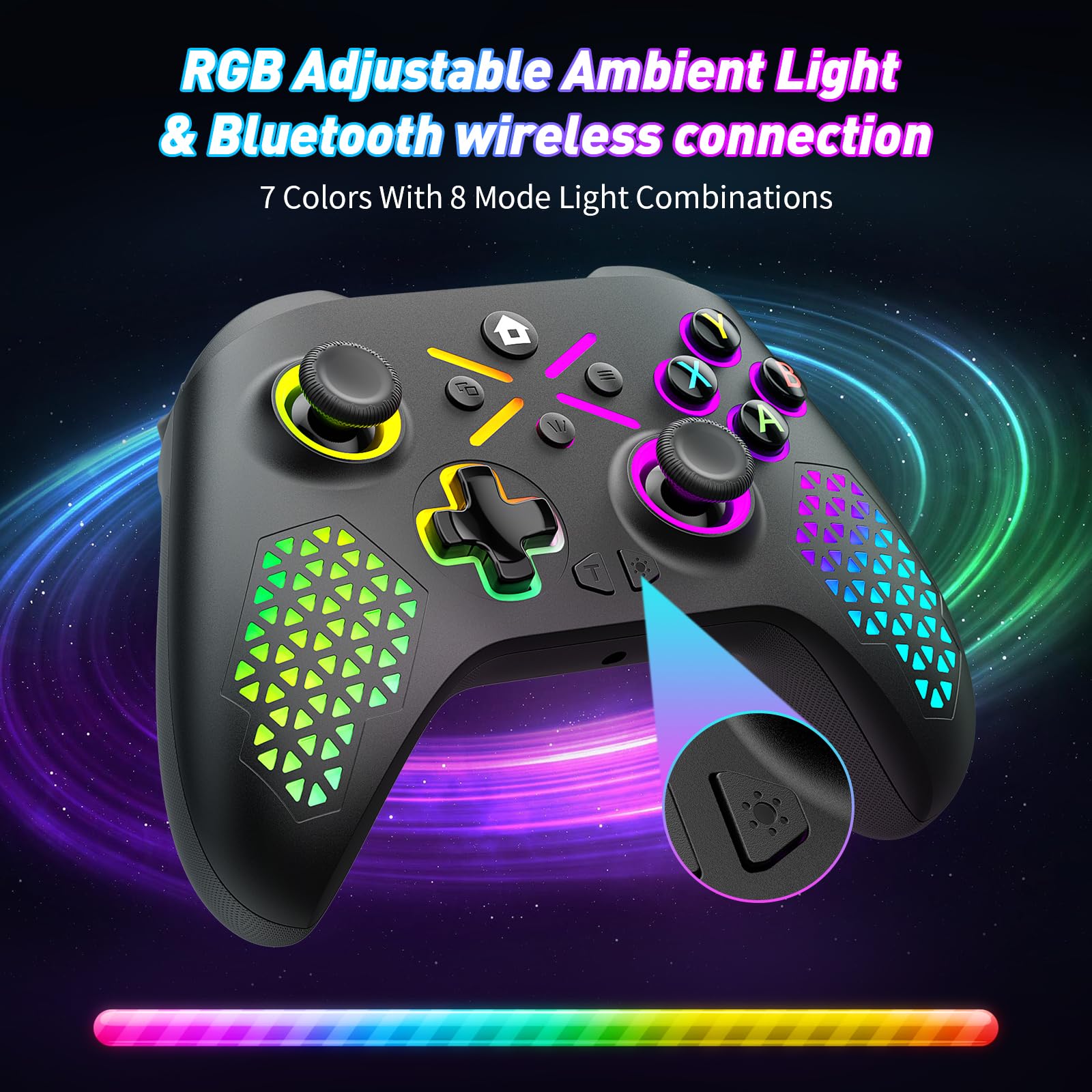 Gamrombo Wireless Gaming Controller Replacement for Xbox One, Xbox Series X|S, Xbox One S|X Controller with Hall Triggers, Hall Joysticks, Adjust RGB Light, Marco, Turbo, Audio Jack - Flex Gamingproduct_type