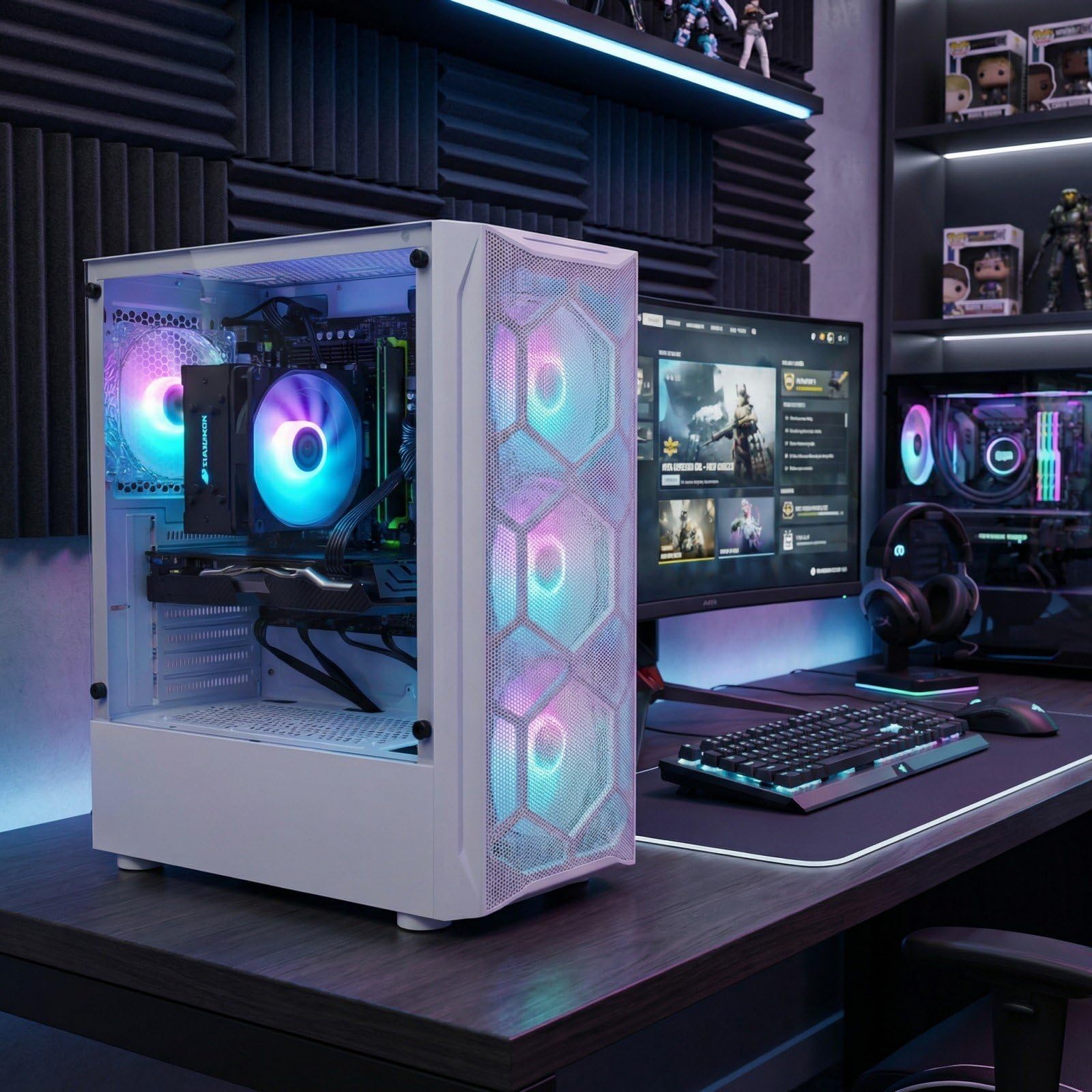 STGAubron Gaming PC Computer Desktop, GeForce GTX 1660 Ti 6G, Intel Core I7 up to 3.9GHz, 16G RAM, 512G SSD, WiFi 6, BT 5.0, RGB Fan x 4, Windows 11 Home,White - Flex Gamingproduct_type