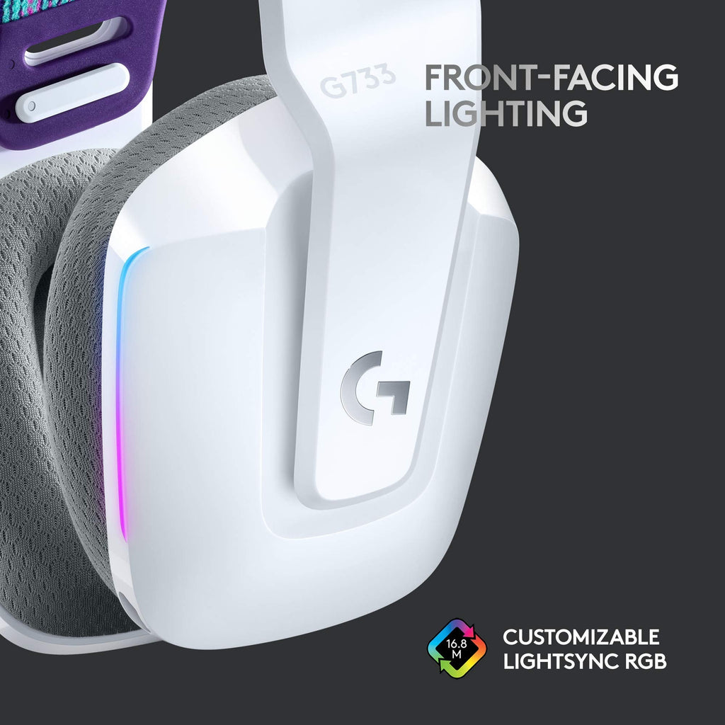 Logitech G733 Lightspeed Wireless Gaming Headset, Suspension Headband, Lightsync RGB, Blue VO!CE Mic, PRO-G Audio – Black, Gaming Headset Wireless, PC, PS5, PS4, Switch Compatible - Flex Gamingproduct_type