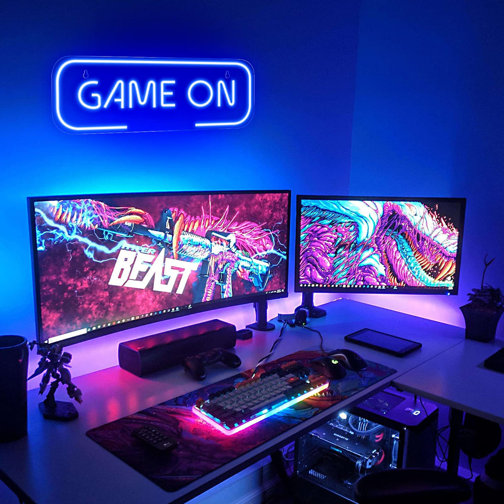 Kavaas Gamer Neon Sign, UV Printed Gaming Neon Sign for Gamer Room Decor - LED Video Game Neon Lights for Bedroom Boys, Gaming Wall decor - Best Gamer Gifts for Teenage Boys, Christmas - Flex Gamingproduct_type