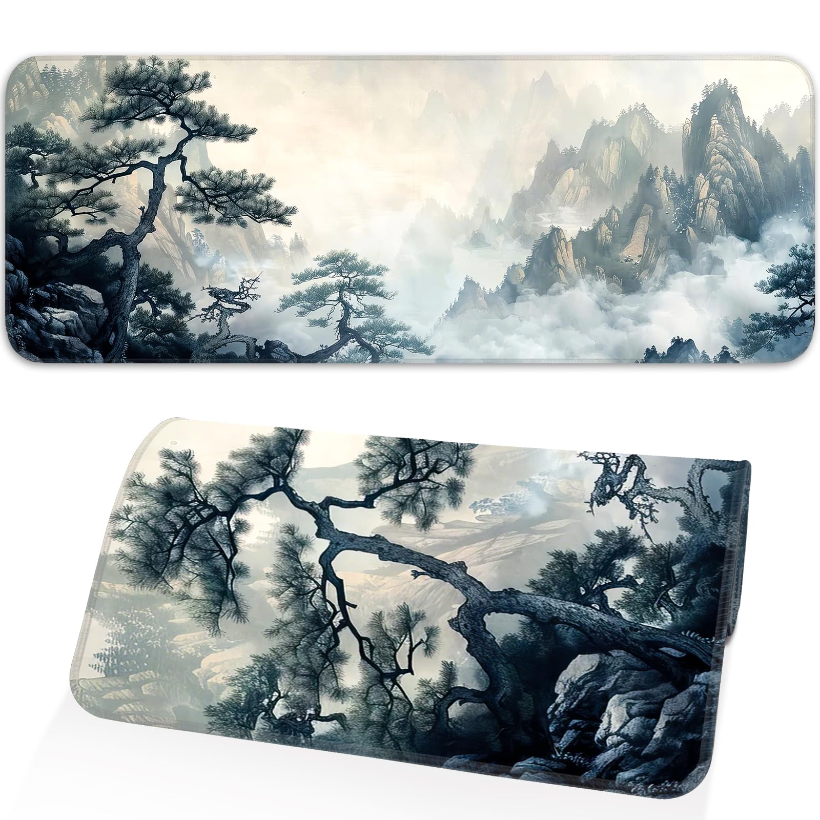 Japanese Dark Red Moon Gaming Mouse Pad, Extended Mouse Pad with Non-Slip Base, Full Keyboard Pad with Stitched Edges, Large Desk Pad for Gaming, Office, Home 31.5 x 11.8 Inch - Flex Gamingproduct_type