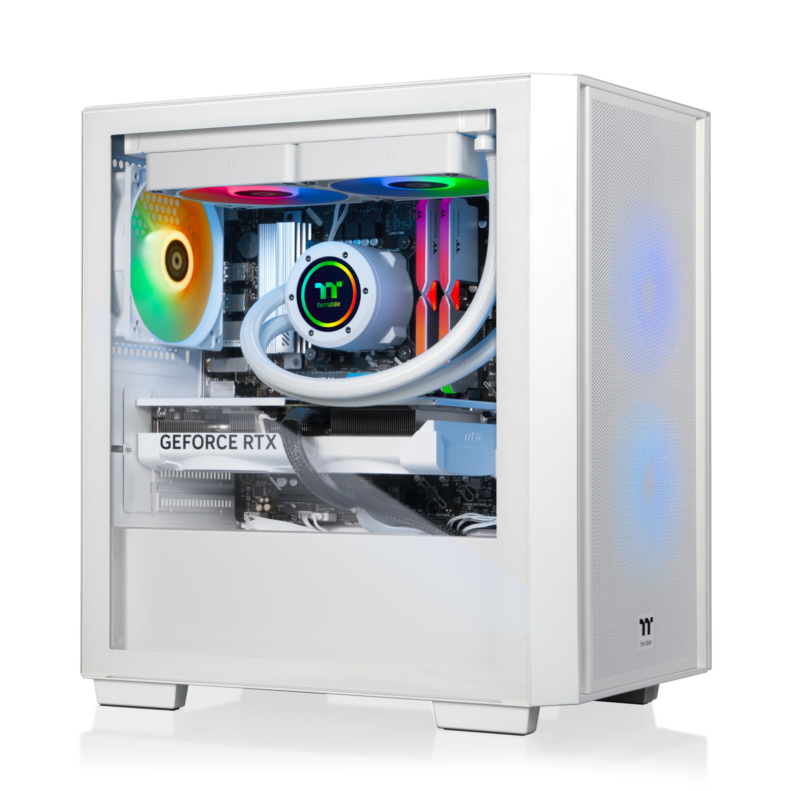 Thermaltake LCGS Quartz i1460 Gaming Desktop (Intel Core™ i5-14400F, ToughRam DDR4 3600Mhz 16GB RGB Memory, NVIDIA GeForce® RTX 5060, 1TB NVMe M.2, WiFi, Windows 11) S2QT-B760-560-LCS - Flex Gamingproduct_type