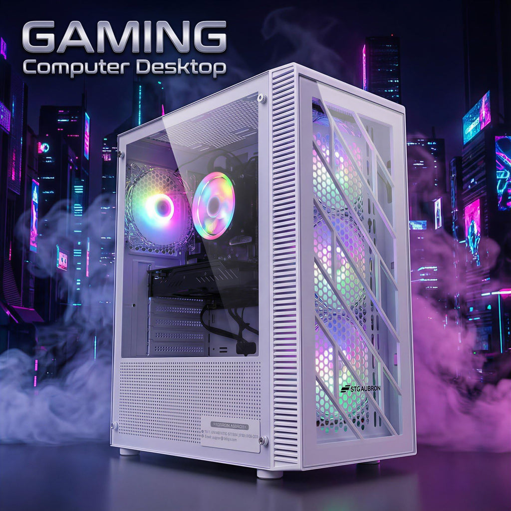 STGAubron Prebuilt Gaming PC Desktop, Radeon RX 560 4G, Intel Core i5 up to 3.6GHz, 16G RAM, 512G SSD, WiFi 6, BT 5.0, RGB Fan x2, Windows 11 Home - Flex Gamingproduct_type