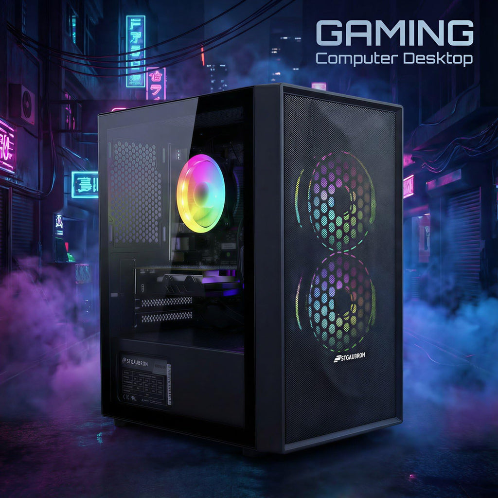 STGAubron Prebuilt Gaming PC Desktop, Radeon RX 560 4G, Intel Core i5 up to 3.6GHz, 16G RAM, 512G SSD, WiFi 6, BT 5.0, RGB Fan x2, Windows 11 Home - Flex Gamingproduct_type