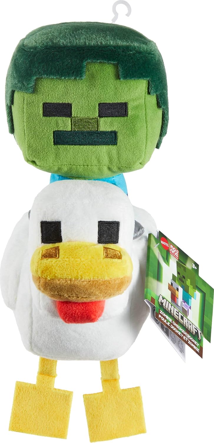 Mattel Minecraft Plush Zombie Chicken Jockey Toy, Collectible Stuffed Animal, 8-inch Soft Doll Inspired by Video Game Character - Flex Gamingproduct_type