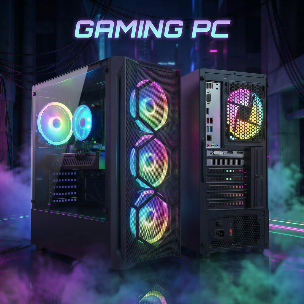 STGAubron Gaming PC Desktop Computer, Intel Core i7 up to 3.9GHz, Radeon RX 580 8G, 16G RAM, 512G SSD, WiFi 6, BT 5.0, RGB Fan x4, Windows 11 Home - Flex Gamingproduct_type