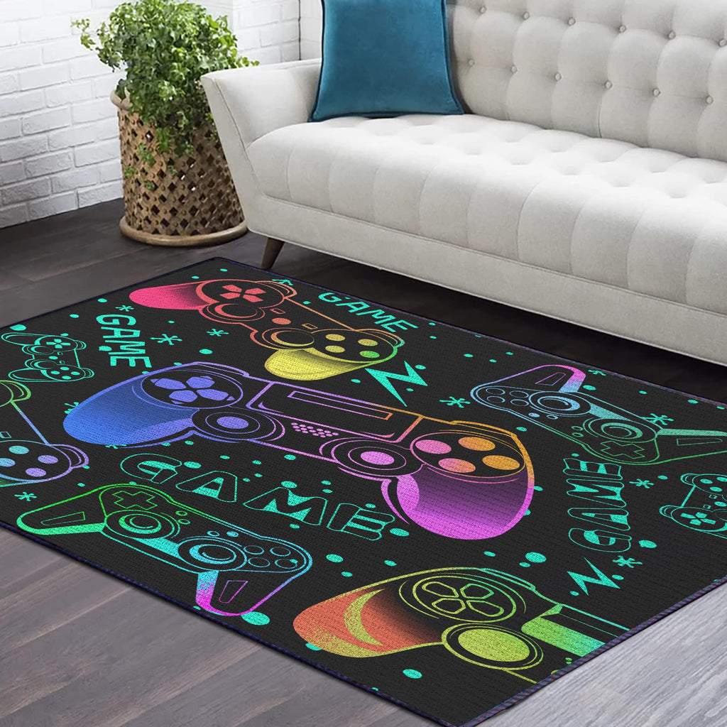 Sunnycitron Gaming Area Rugs Gamer Player Rug for Boys Room Decor Teens 3D Video Game Controller Mat for Bedroom Playroom Carpet Red (59"x39") - Flex Gamingproduct_type