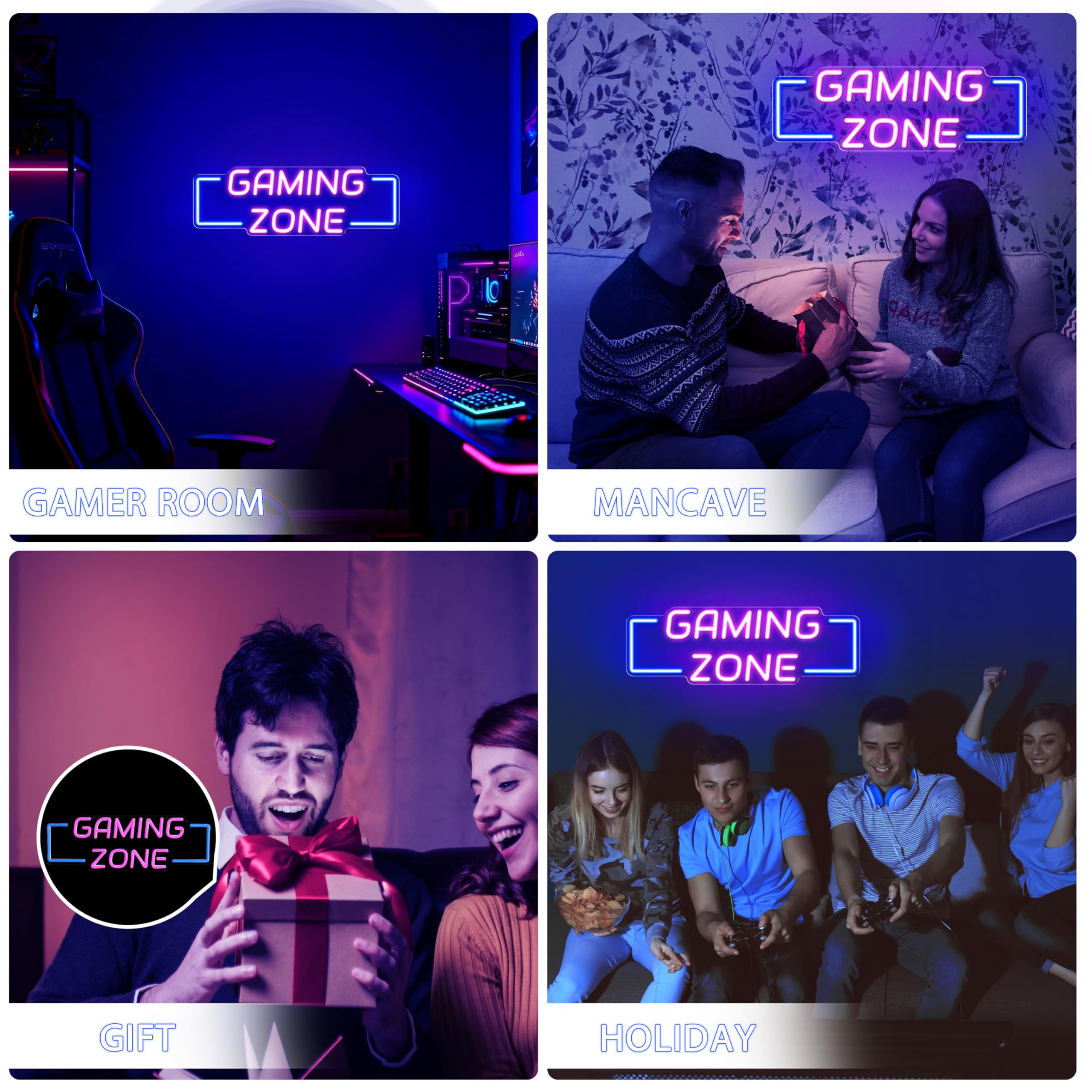 Kavaas Gamer Neon Sign, UV Printed Gaming Neon Sign for Gamer Room Decor - LED Video Game Neon Lights for Bedroom Boys, Gaming Wall decor - Best Gamer Gifts for Teenage Boys, Christmas - Flex Gamingproduct_type