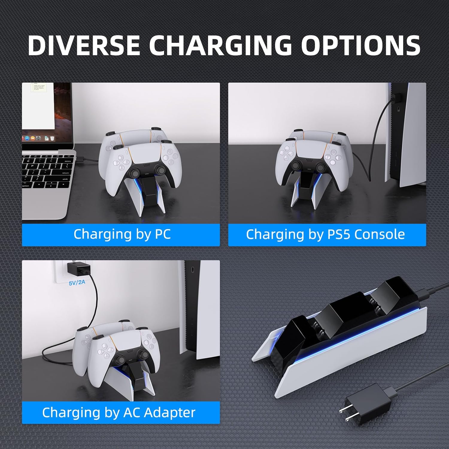 Effortless Gaming with the PS5 Controller Charging Station – Fast Dual Charging Station for Your DualSense Controllers - Flex Gamingproduct_type