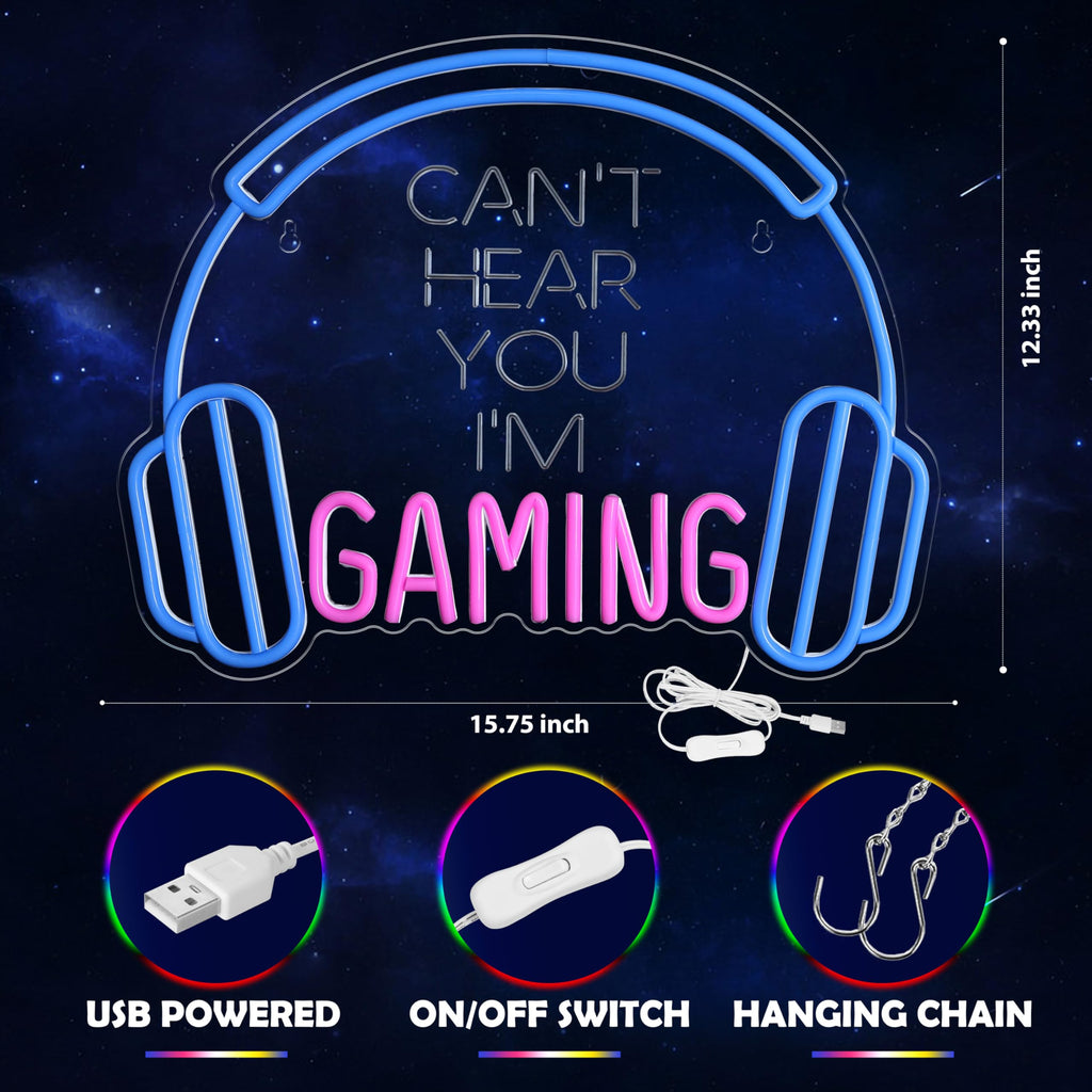 Kavaas Gamer Neon Sign, UV Printed Gaming Neon Sign for Gamer Room Decor - LED Video Game Neon Lights for Bedroom Boys, Gaming Wall decor - Best Gamer Gifts for Teenage Boys, Christmas - Flex Gamingproduct_type