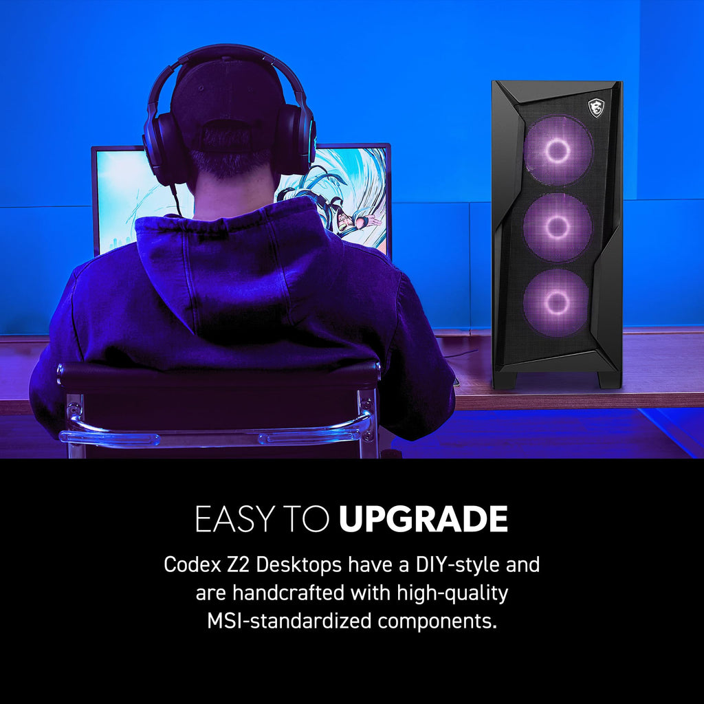 msi Codex Z2 Gaming Desktop: AMD R7-8700F, GeForce RTX 5070, 32GB DDR5, 2TB m.2 NVMe SSD, USB Type-C, VR-Ready, Windows 11 Home : A8NVP-436US - Flex Gamingproduct_type
