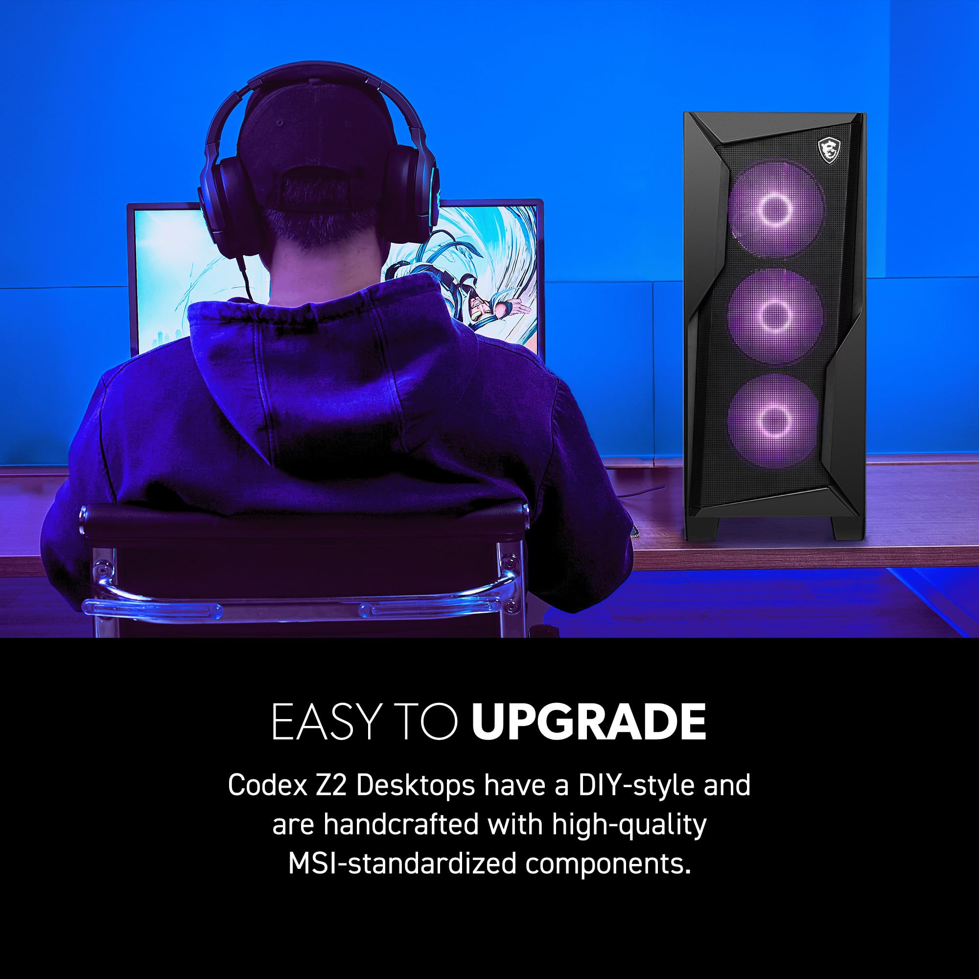 msi Codex Z2 Gaming Desktop: AMD R7-8700F, GeForce RTX 5070, 32GB DDR5, 2TB m.2 NVMe SSD, USB Type-C, VR-Ready, Windows 11 Home : A8NVP-436US - Flex Gamingproduct_type