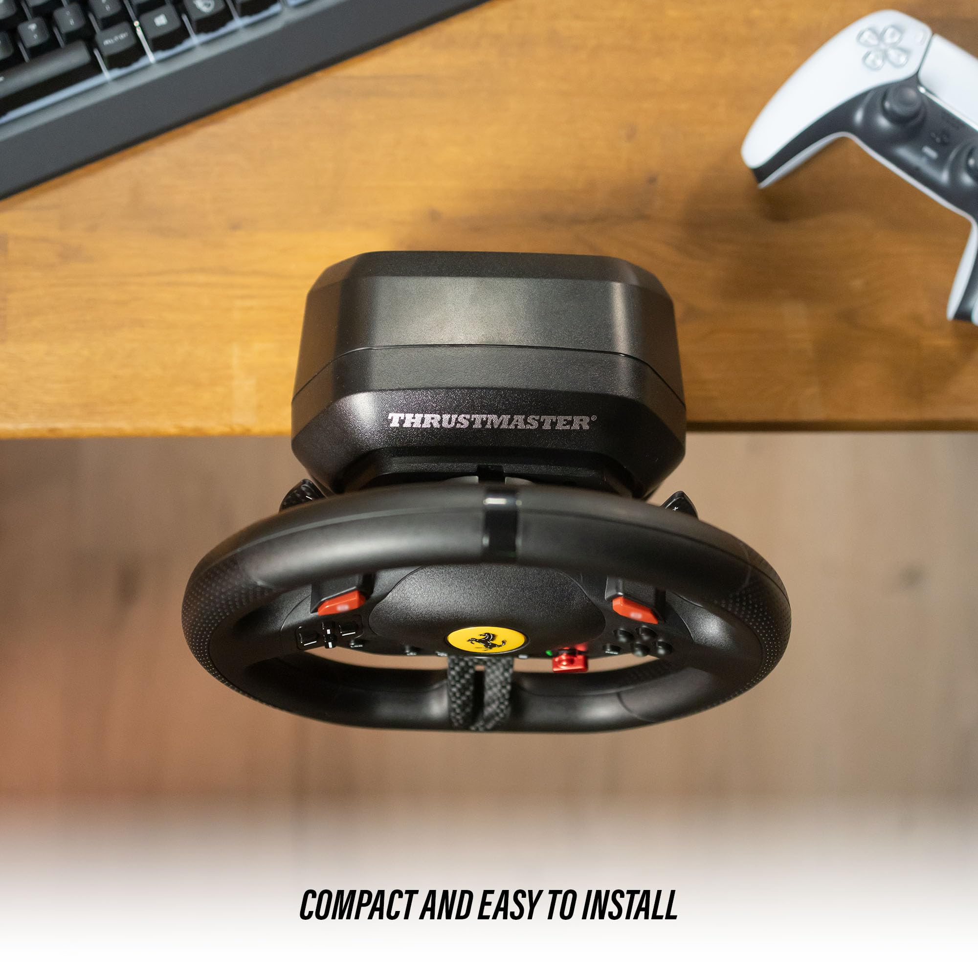 Thrustmaster T98 P Ferrari Licensed Racing Wheel & Pedal Set - PS5 & PC | 240-degree rotation, bungee-cord resistance, paddle shifters, 3 driving modes, Hall-Effect sensors, tool-free desk clamp - Flex Gamingproduct_type