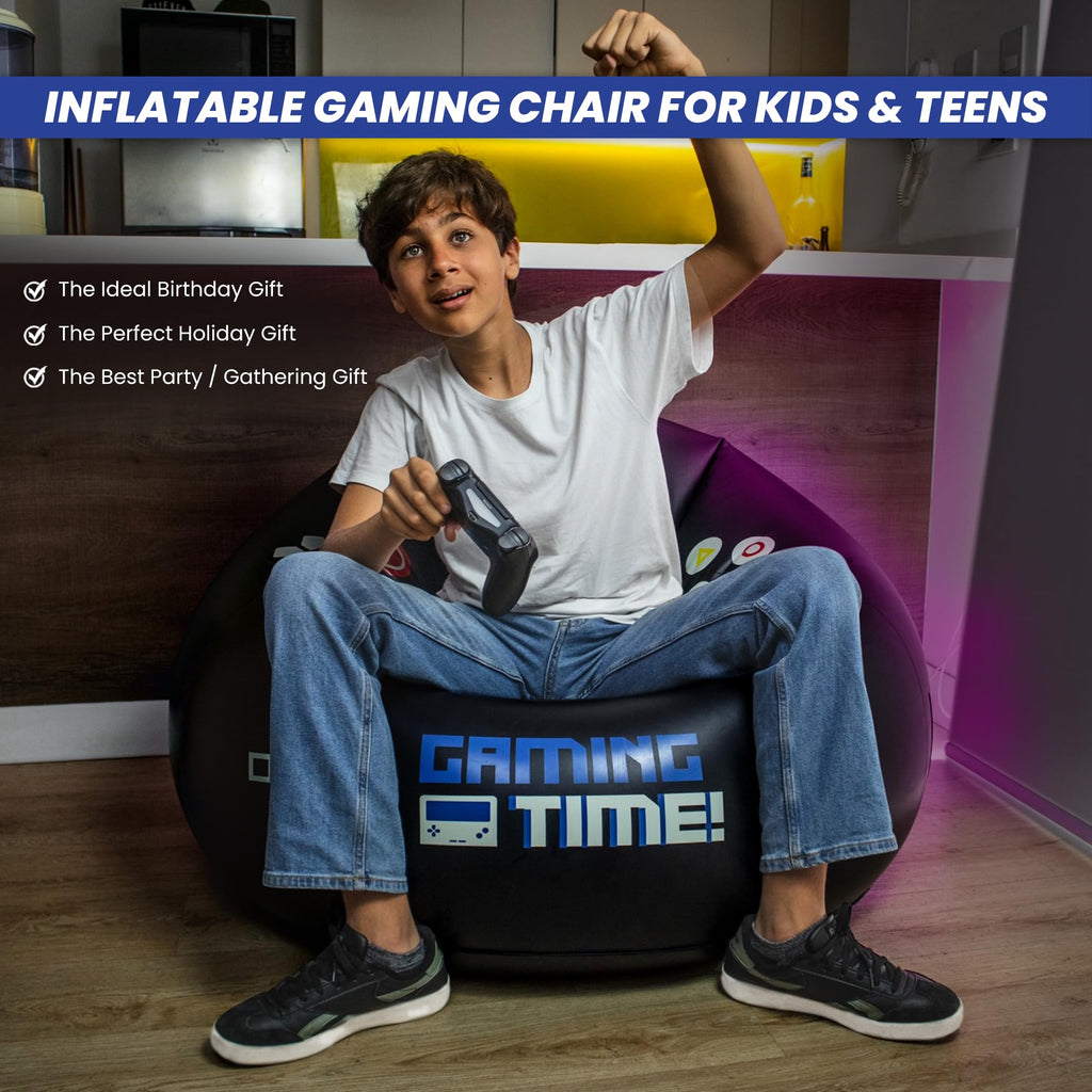 Inflatable Gaming Chair for Kids & Teens with Cup Holders and Side Pocket - This Air Gaming Bean Bag Chairs for kids is The Perfect Furniture for Gamer Room Decor - Perfect Gaming Stuff for boys 4-12 - Flex Gamingproduct_type