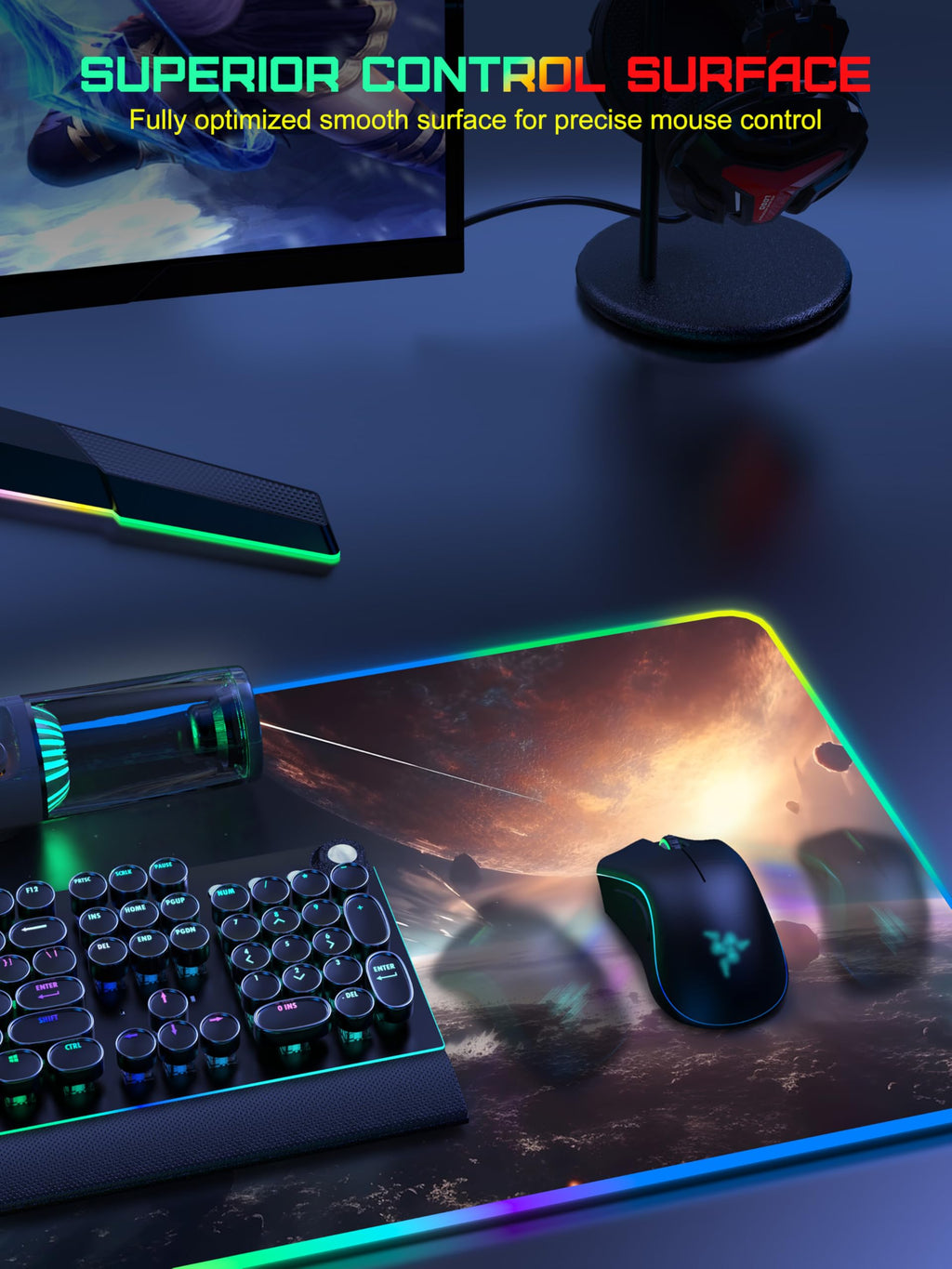 TopMade Wireless Charging RGB Mouse Pad, Waterproof Gaming Desk Mat with 4 Light Modes & 11 RGB Colors, 31.5"x15.75" XXL Large Desk Pad(Includes 20W PD Power Adapter & 6.56ft Woven Cable) - Flex Gamingproduct_type