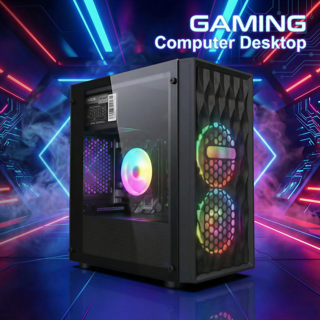 STGAubron Gaming PC Desktop Computer, Intel Core i7 up to 3.9GHz, Radeon RX 580 8G, 16G RAM, 512G SSD, WiFi 6, BT 5.0, RGB Fan x4, Windows 11 Home - Flex Gamingproduct_type
