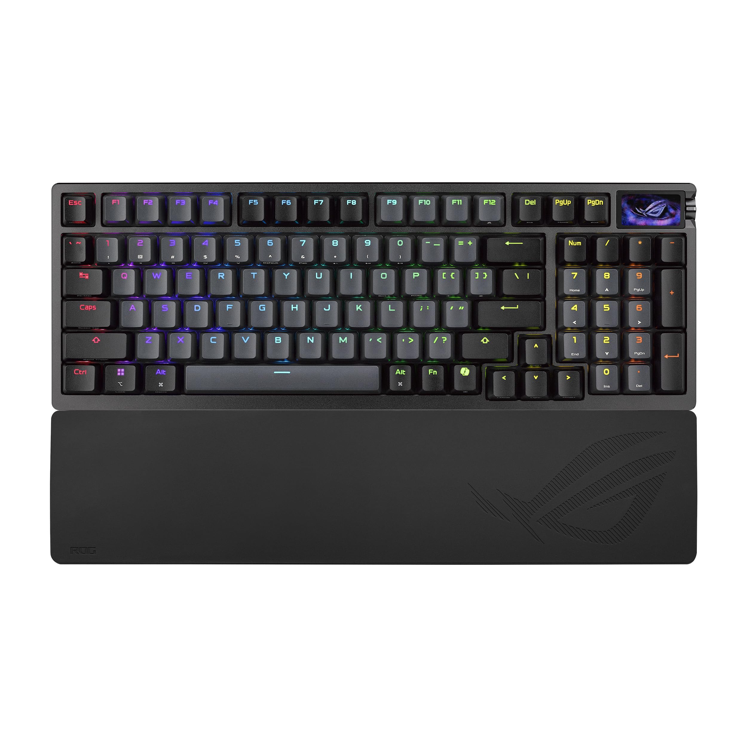 ASUS ROG Azoth Extreme Wireless Mechanical Gaming Keyboard – 75% TKL, ROG NX Storm Clicky Switches, PBT Keycaps, Aluminum Chassis, Carbon Fiber, Gasket Mount, Color OLED Screen, PC/Mac Support - Black - Flex Gamingproduct_type