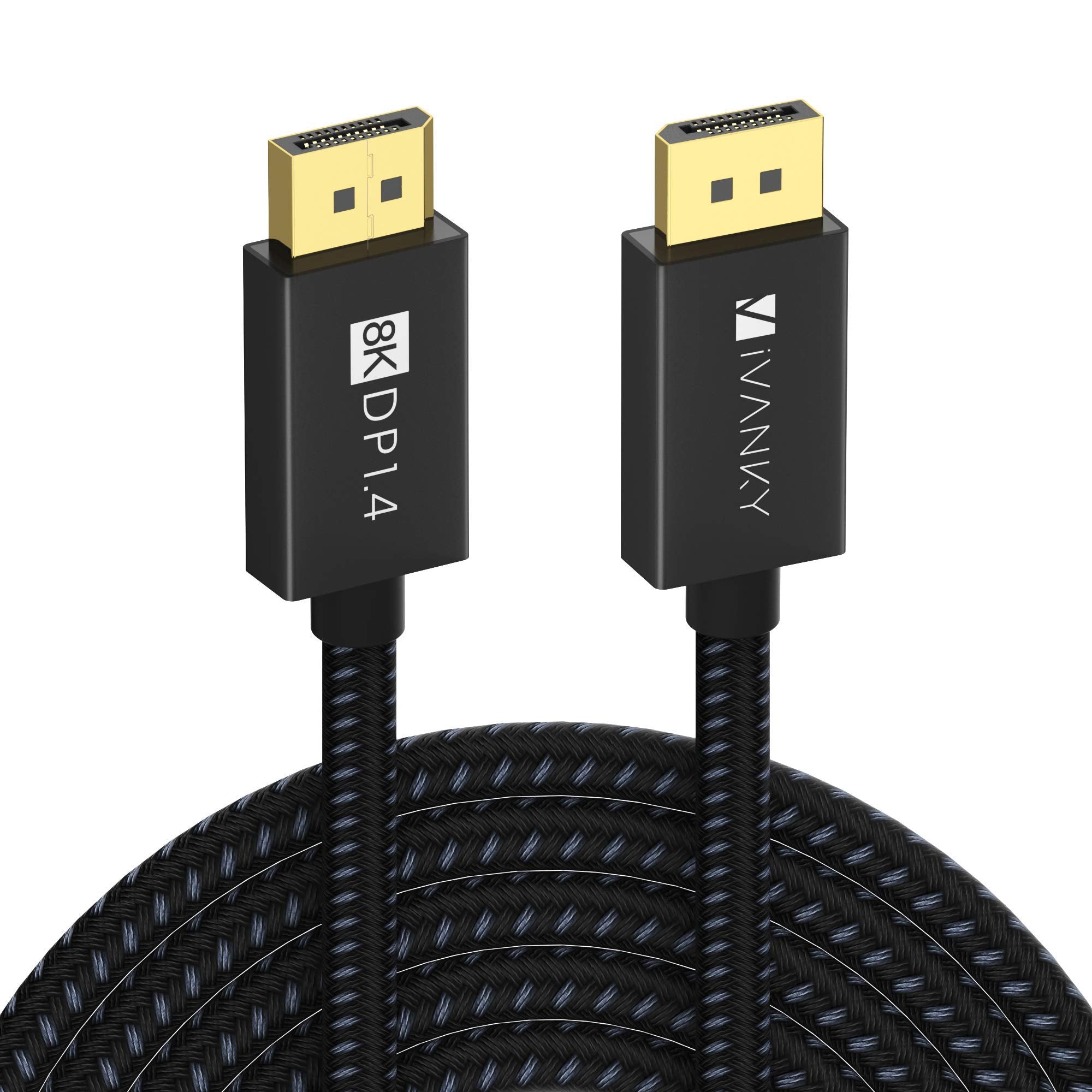 IVANKY 8K DisplayPort Cable 1.4, VESA Certified DP Cable 6.6ft (8K@60Hz, 4K@240Hz, 2K@240Hz)HBR3 Support 32.4Gbps, HDR, HDCP 2.2, FreeSync G-Sync, Braided Display Port for Gaming Monitor, Graphics, PC - Flex Gamingproduct_type