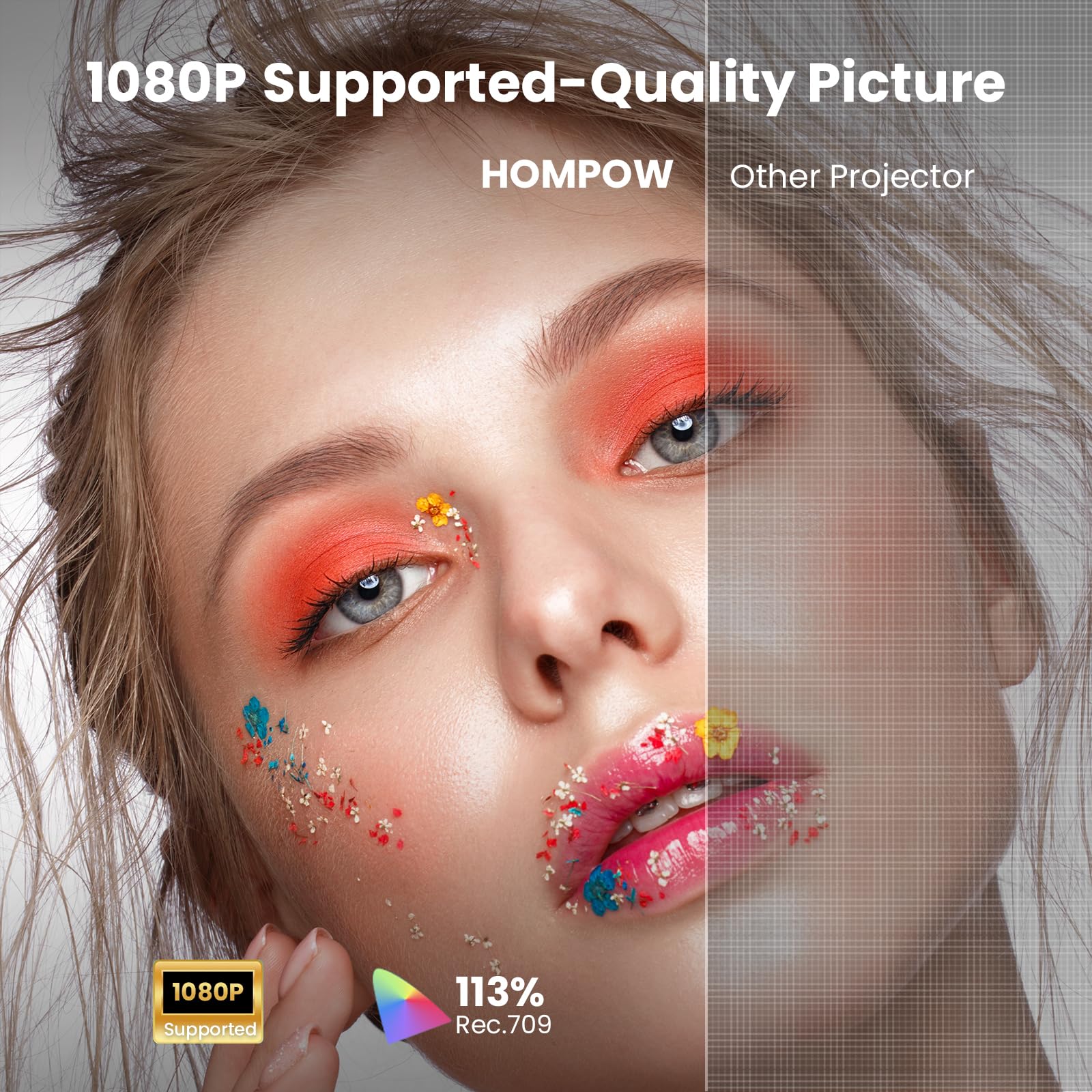 HOMPOW Mini Projector with Two -Way Bluetooth, Portable Projector for Home Theater Use, Support 1080P for Indoor/Outdoor, Movie Projector Compatible with HDMI, USB, Laptop, TV Stick(Orange)/Slide Film - Flex Gamingproduct_type