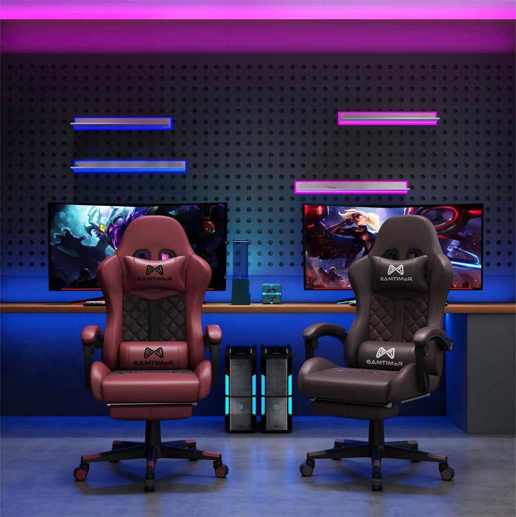 Gamtimer Gaming Chair, 400 LB Weight Capacity,with Pocket Spring Cushion | Ergonomic Backrest Office Chair,Leather, with Headrest and Lumbar Support, Footrest, Suitable for Adults(Blue) - Flex Gamingproduct_type