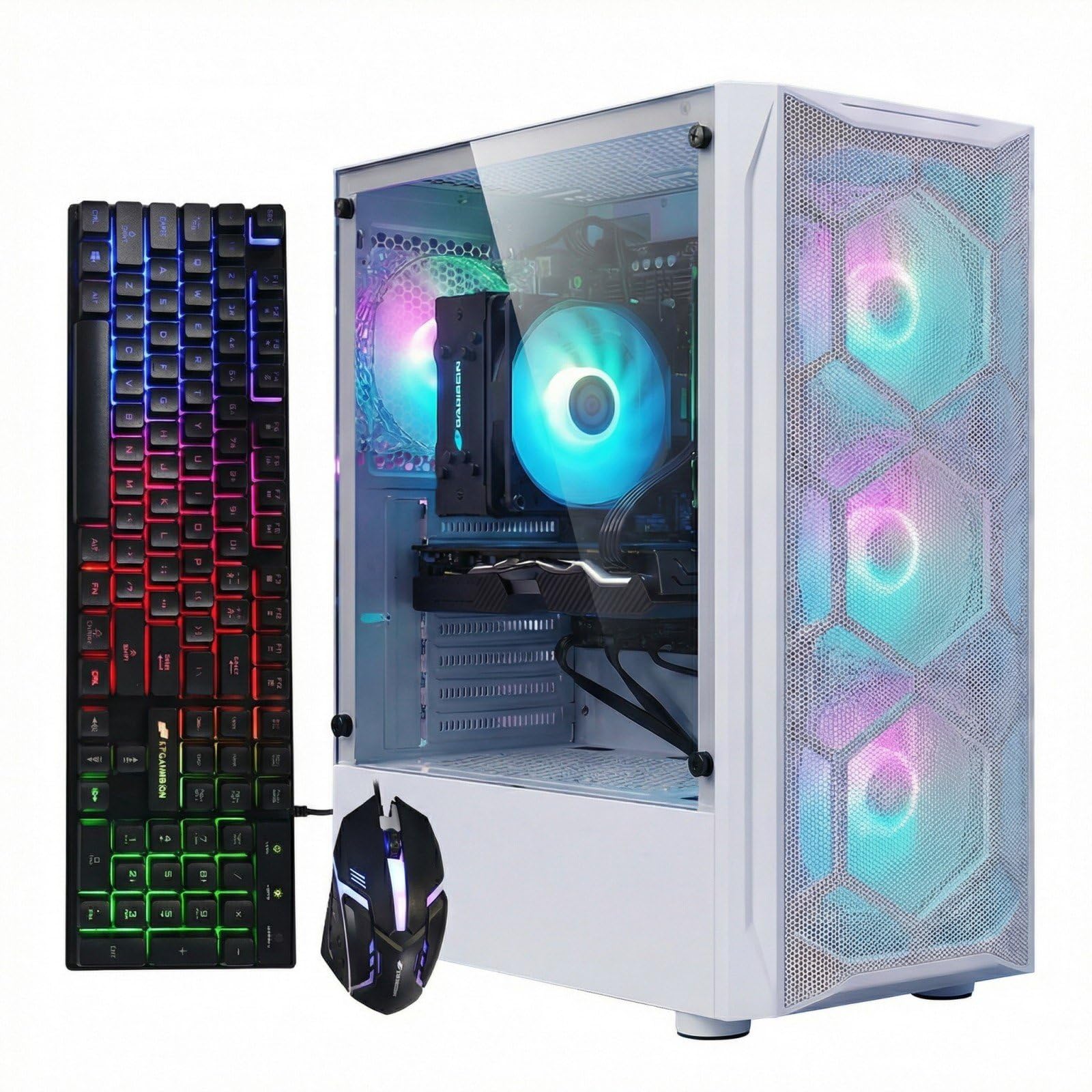 STGAubron Gaming PC Computer Desktop, GeForce GTX 1660 Ti 6G, Intel Core I7 up to 3.9GHz, 16G RAM, 512G SSD, WiFi 6, BT 5.0, RGB Fan x 4, Windows 11 Home,White - Flex Gamingproduct_type