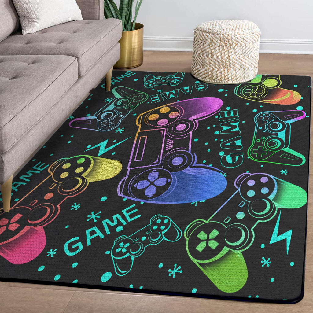 Sunnycitron Gaming Area Rugs Gamer Player Rug for Boys Room Decor Teens 3D Video Game Controller Mat for Bedroom Playroom Carpet Red (59"x39") - Flex Gamingproduct_type