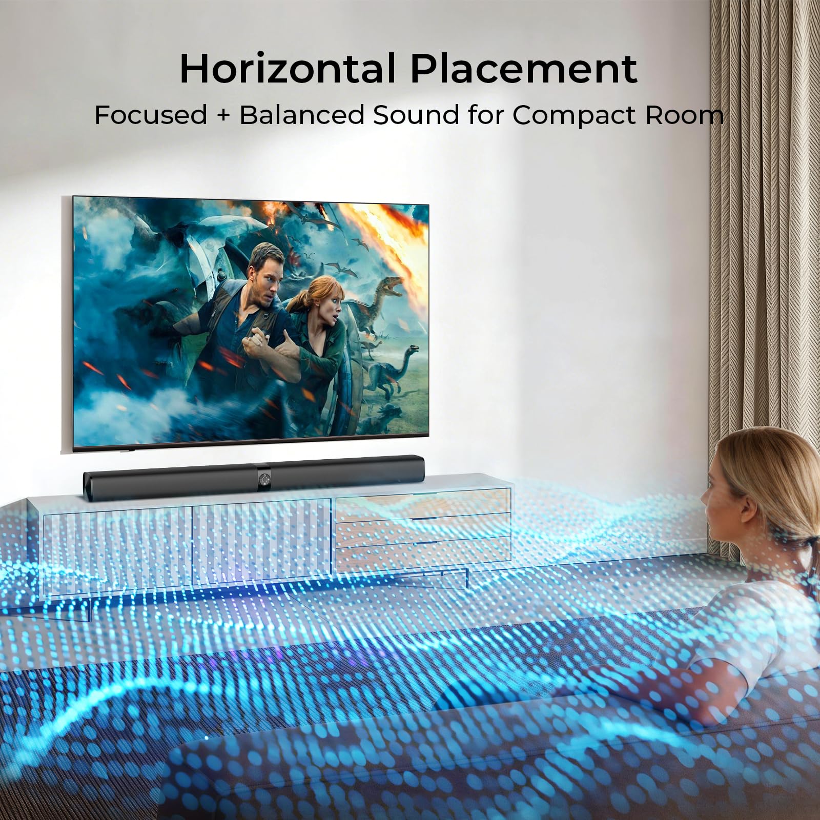 Sound Bar for Smart TV, Soundbar with Bluetooth/ARC/Opt/AUX Connect, Auto Volume Boost, 3 Equalizer Modes, 2 in 1 Detachable Soundbar for TV/PC/Gaming/Projectors - Flex Gamingproduct_type
