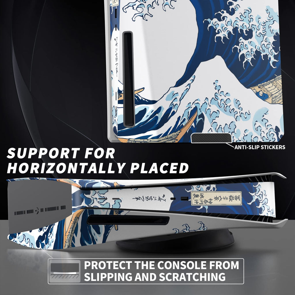 eXtremeRate eXcover The Great Wave Top Bottom Cover Compatible with ps5 Console Disc Edition, Replacement Faceplate Backplate Shell Skin Compatible with ps5 Disc Version Console - Flex Gamingproduct_type