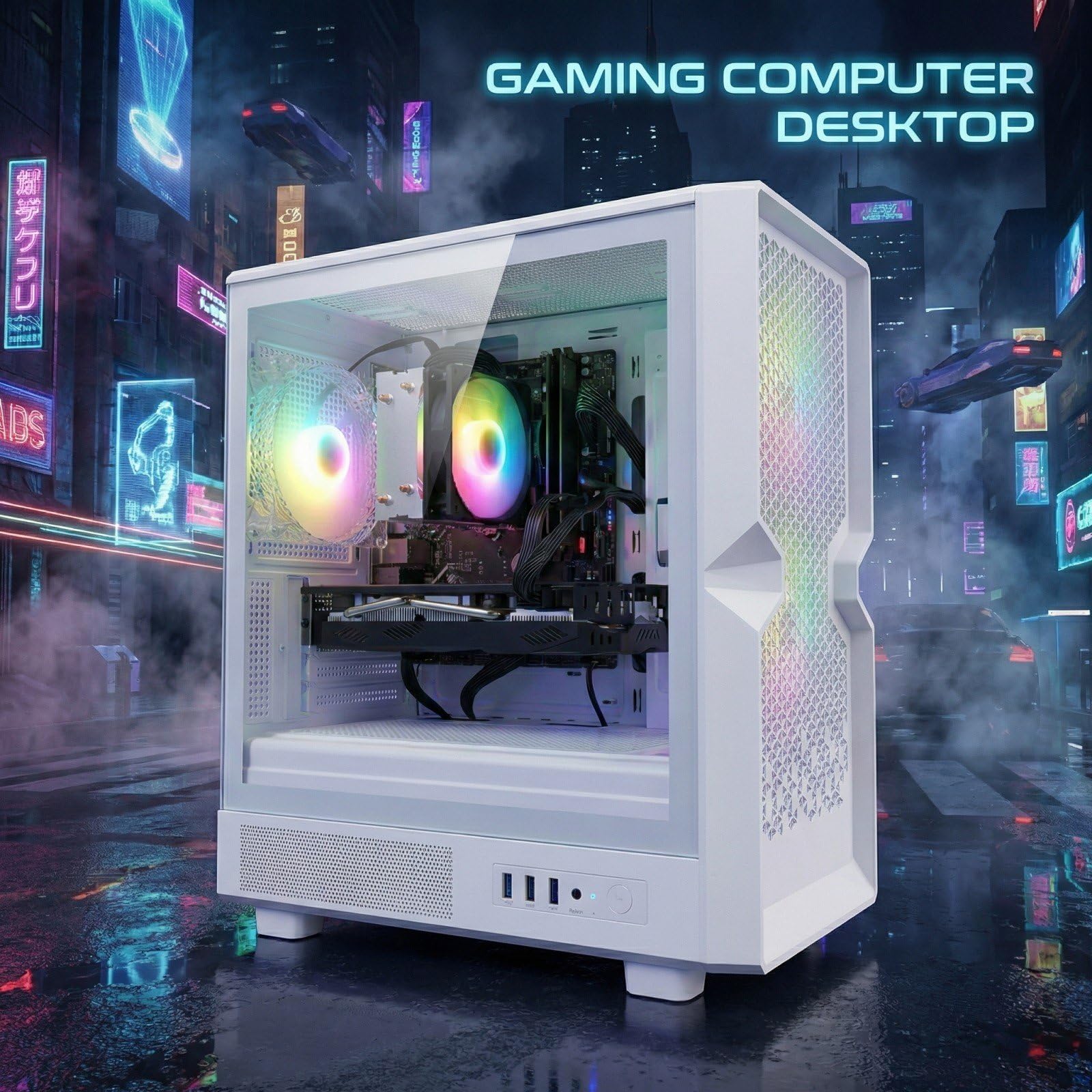 STGAubron Gaming PC Desktop Computer, Intel Core i7 up to 3.9GHz, Radeon RX 580 8G, 16G RAM, 512G SSD, WiFi 6, BT 5.0, RGB Fan x4, Windows 11 Home - Flex Gamingproduct_type