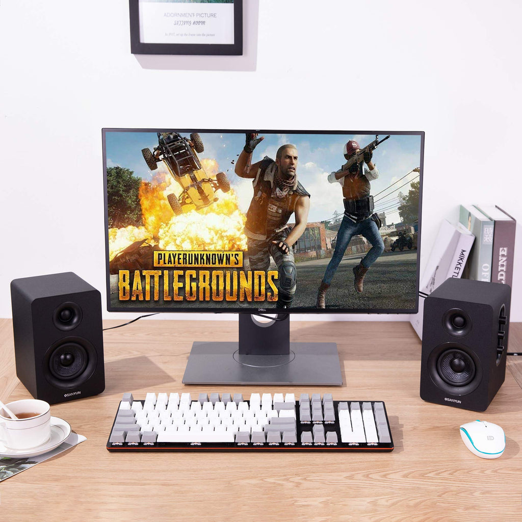 Sanyun SW208 3" Active Bluetooth 5.0 Bookshelf Speakers – 60W Carbon Fiber Speaker Unit - Built-in 24bit DAC - Dynamic 3D Surround Sound – 2.0 Computer PC Monitor Gaming Speakers (Pair, Black) - Flex Gamingproduct_type